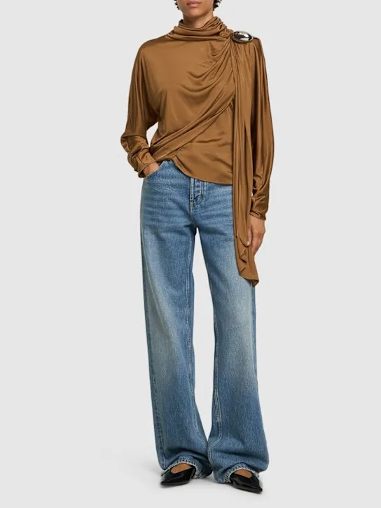 Giuseppe Di Morabito   Draped shiny viscose jersey top 