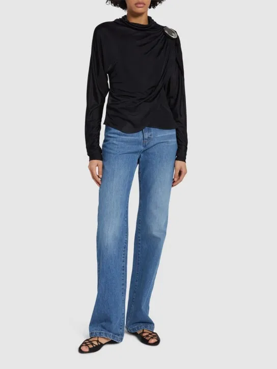 Giuseppe Di Morabito   Draped shiny viscose jersey top 