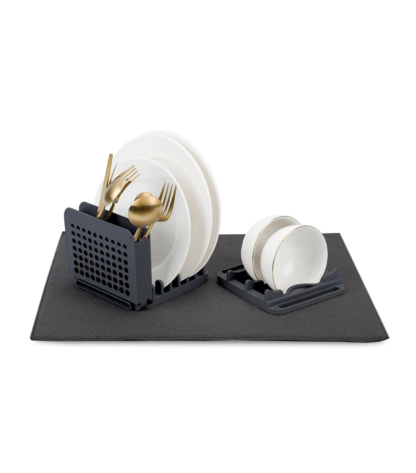 Grand Fusion Collapsible Dish Drying Rack with Microfiber Mat