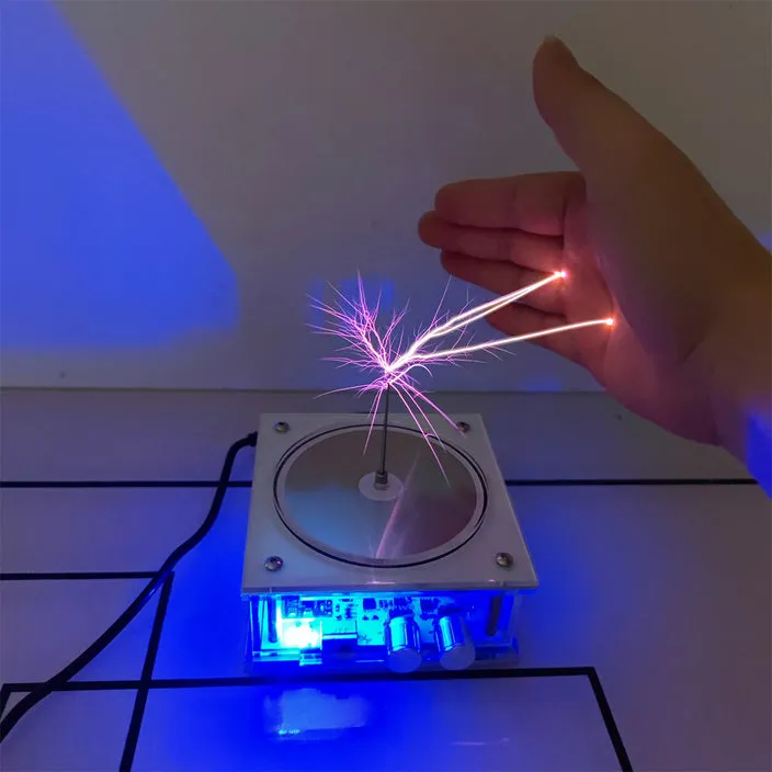 Hand-touchable Lightning Novelty Light,Bluetooth Music Tesla Coil, Touchable Artificial Lightning Spark Gap Arc Generator, Wireless Transmission Experiment Model