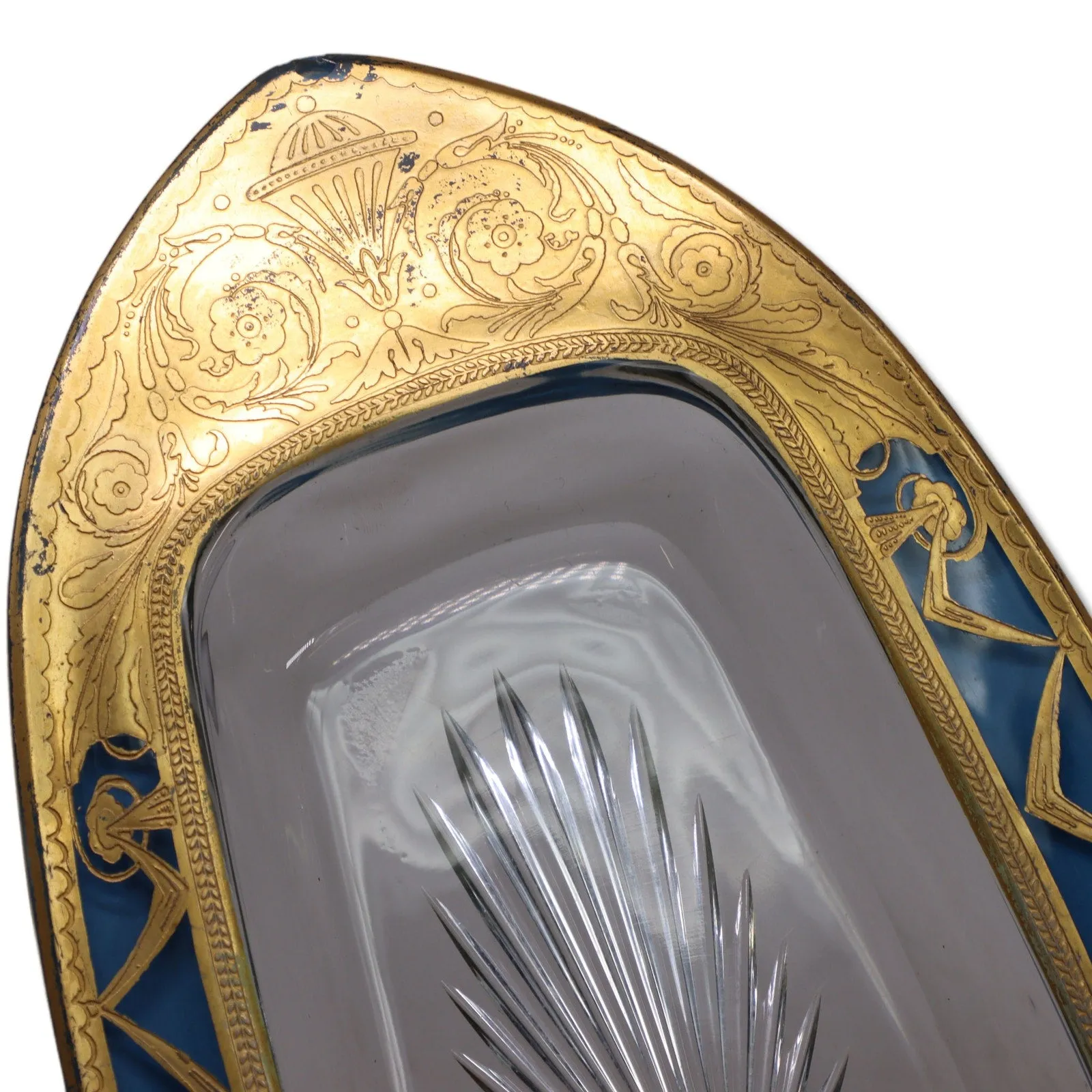 Heisey Glass1184 Yeoman Art Deco Gold Hors D'oeuvres Celery Dish 1913 -1957