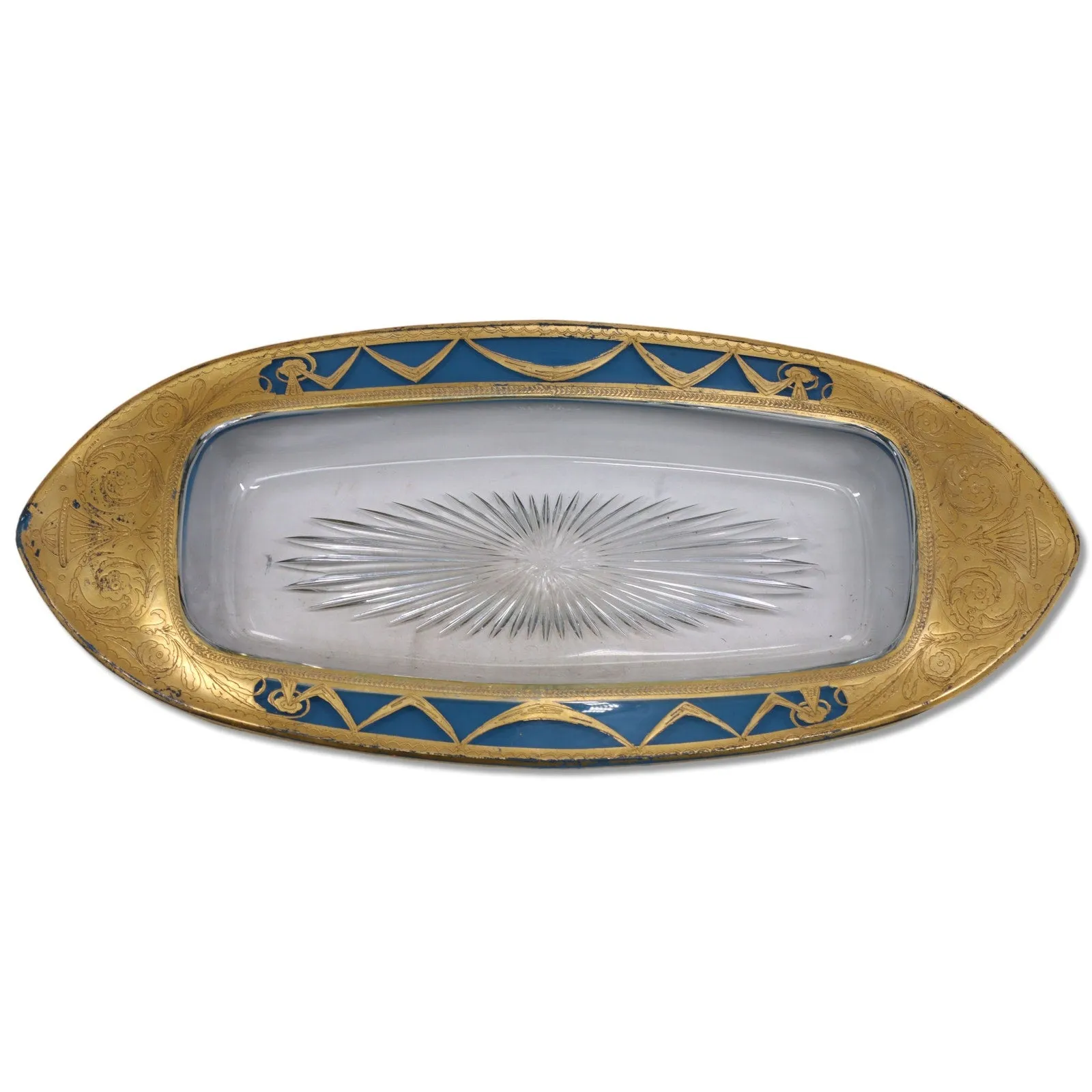 Heisey Glass1184 Yeoman Art Deco Gold Hors D'oeuvres Celery Dish 1913 -1957