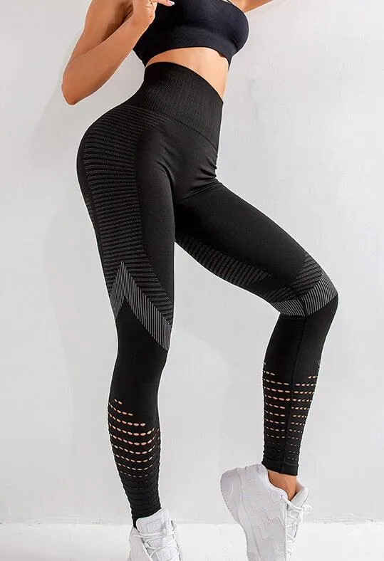 High Waist Seamless Hollow Out Leggings