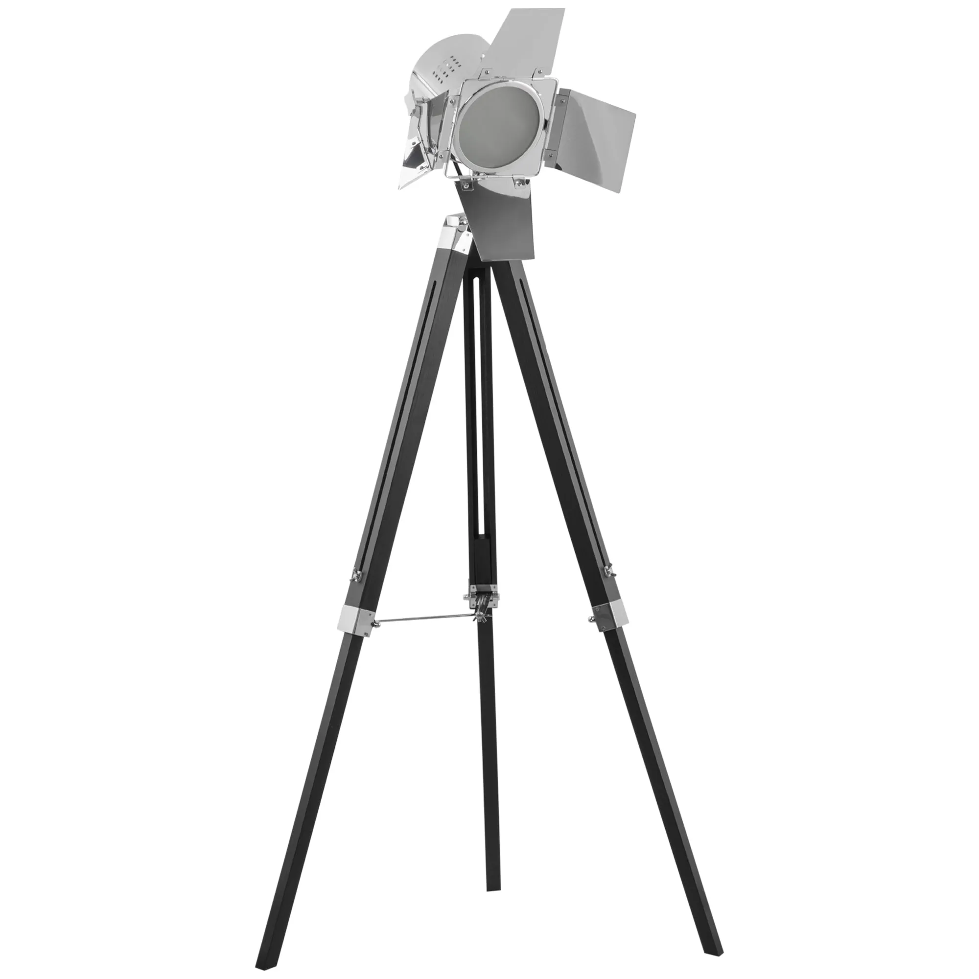 HOMCOM Vintage Tripod Floor Lamp Wood Cinema Searchlight W/ Adjustable Height
