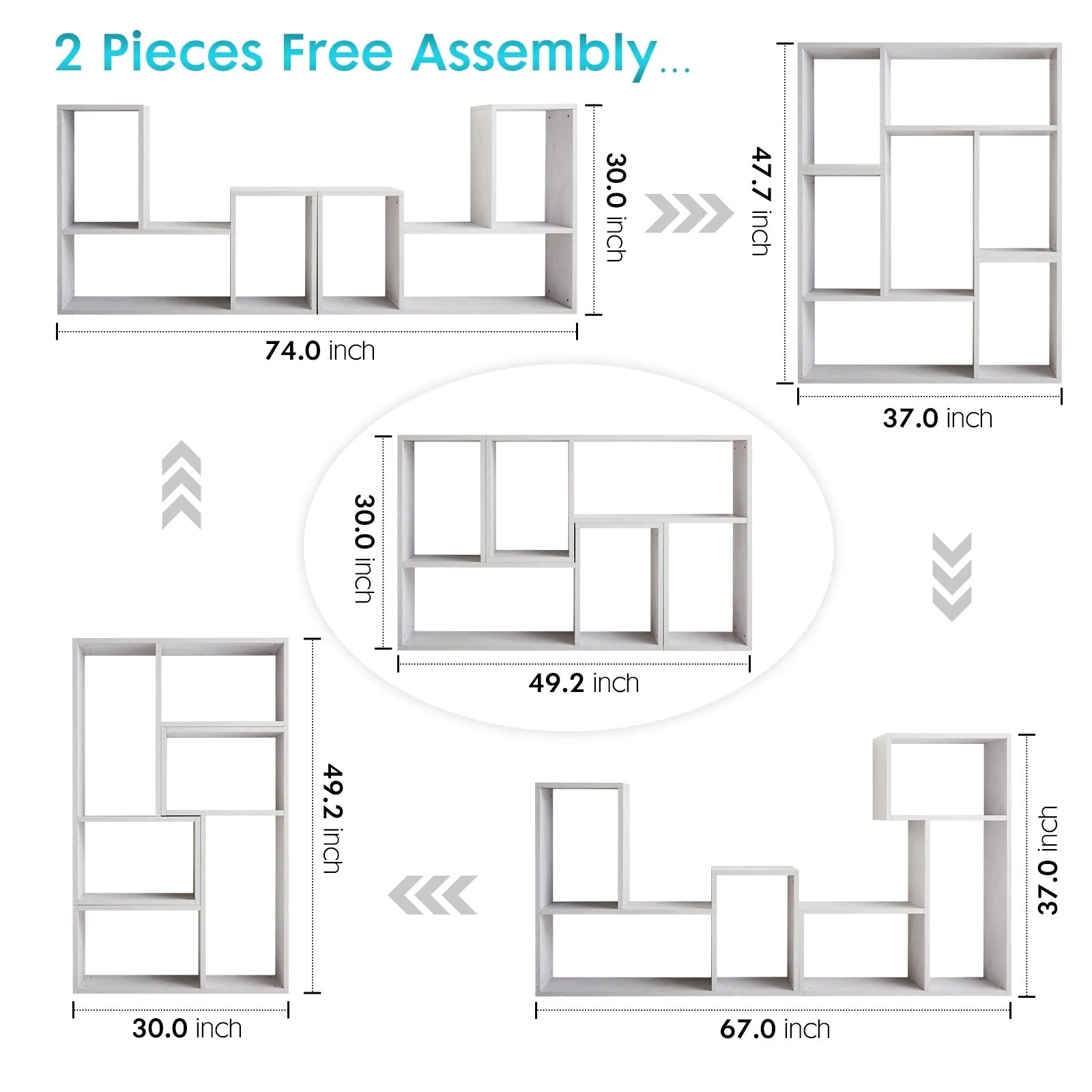 Kaboon Free Combination Shelf Unit--White Rock