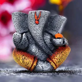 KRAFTSKALA Ganesha Idol Shree Gajanand Ganpati Murti 6 inch Vinayak Poly Fibre Resin Statue for Home Temple, Living Room Decor, Office Desk, Festival Gifts (Grey)