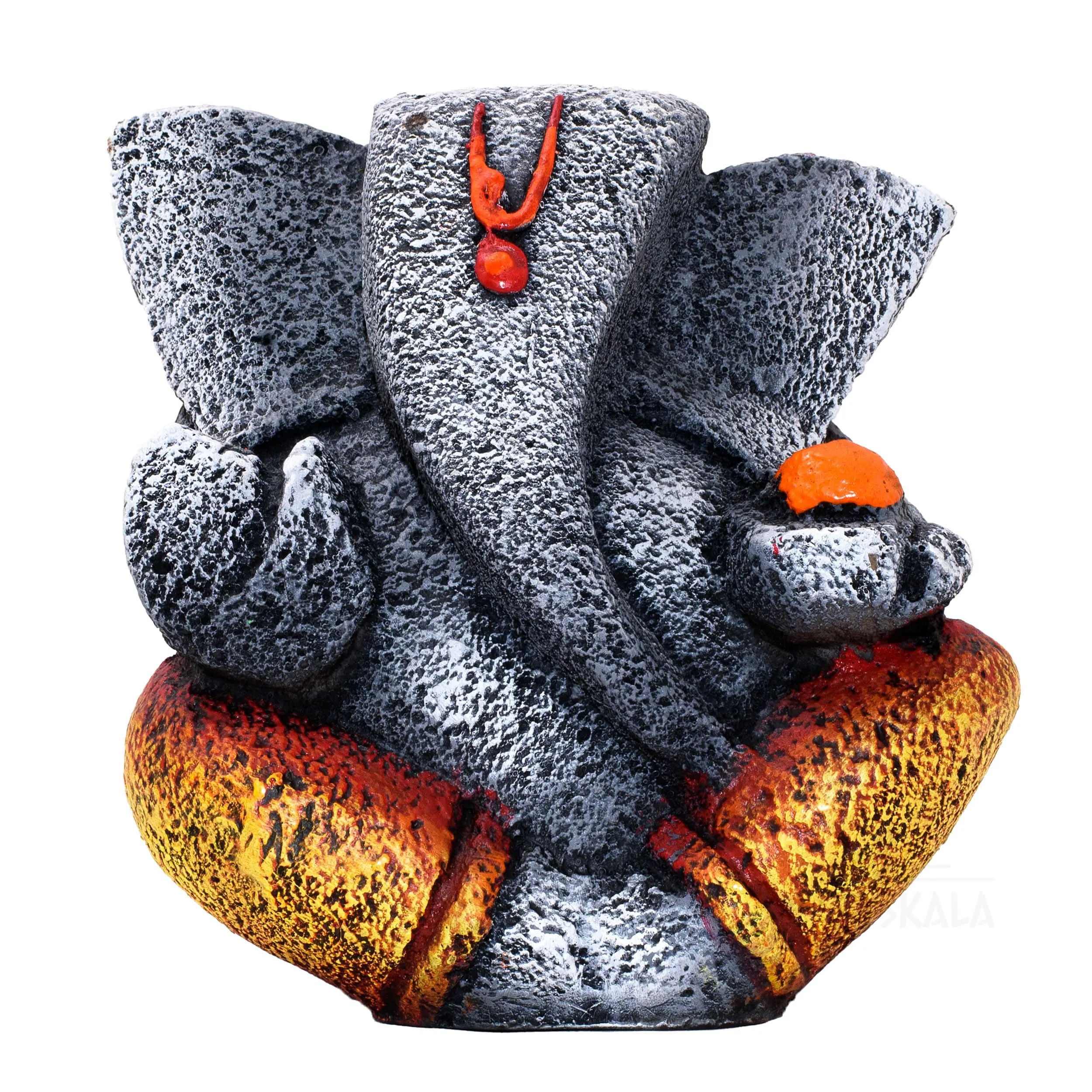 KRAFTSKALA Ganesha Idol Shree Gajanand Ganpati Murti 6 inch Vinayak Poly Fibre Resin Statue for Home Temple, Living Room Decor, Office Desk, Festival Gifts (Grey)