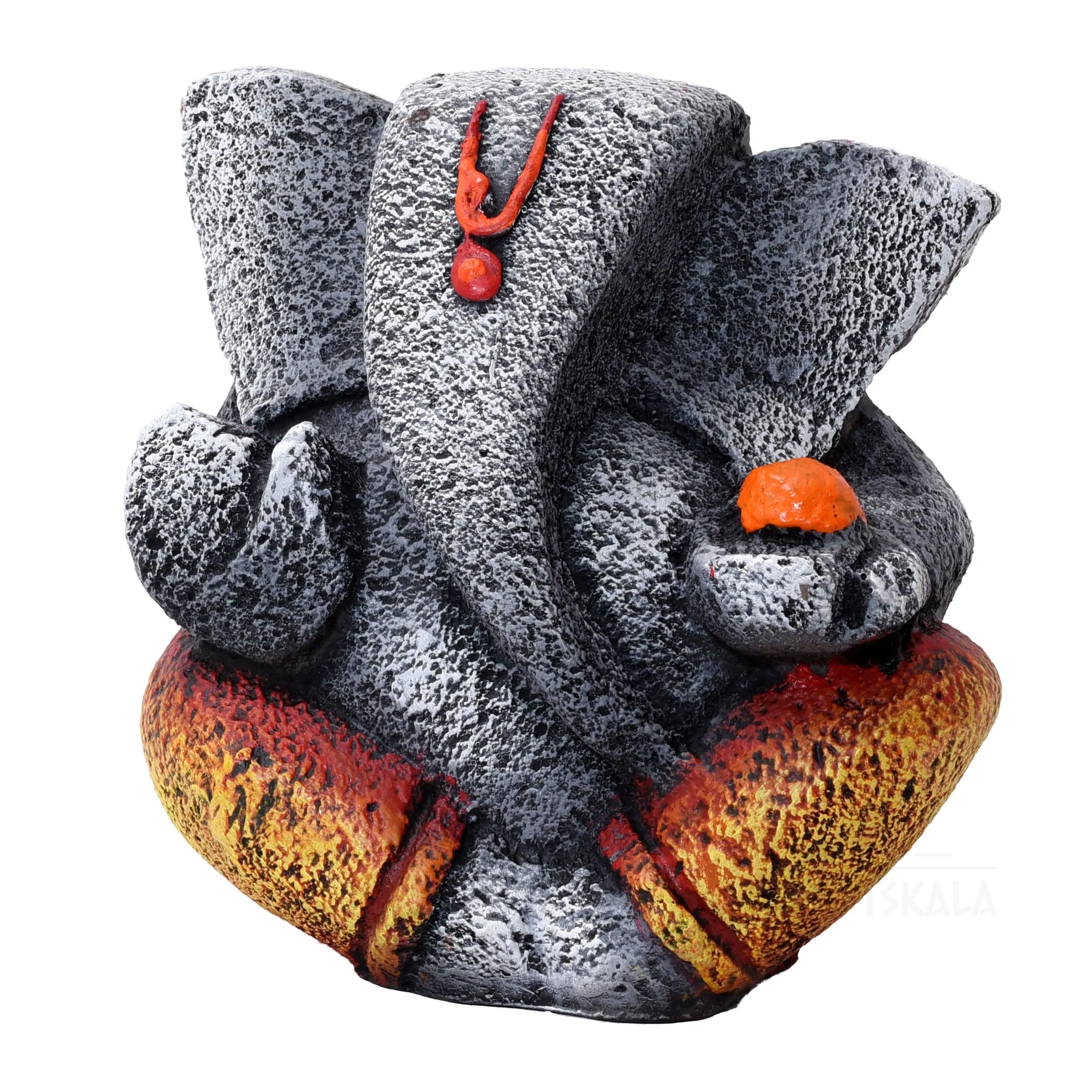 KRAFTSKALA Ganesha Idol Shree Gajanand Ganpati Murti 6 inch Vinayak Poly Fibre Resin Statue for Home Temple, Living Room Decor, Office Desk, Festival Gifts (Grey)