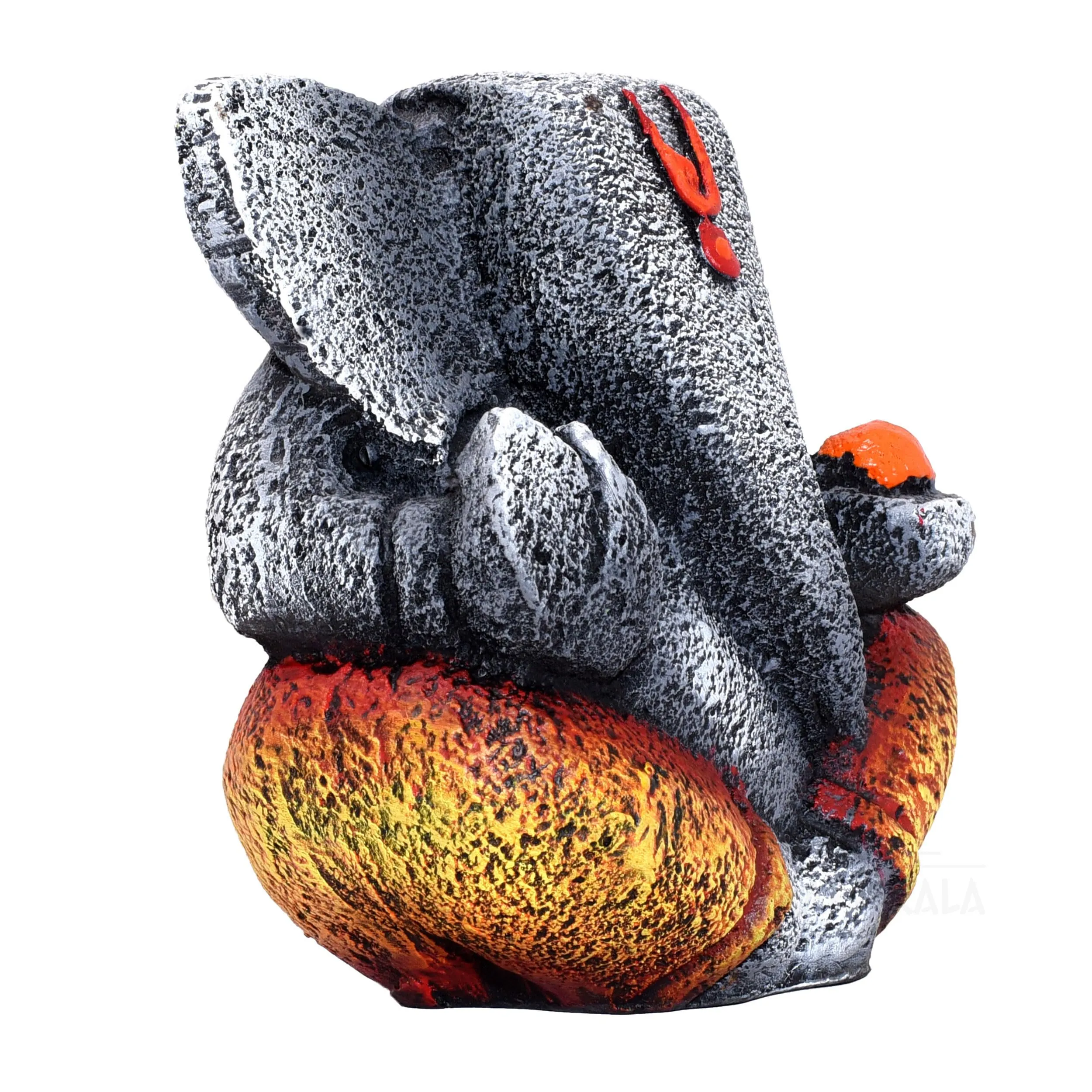 KRAFTSKALA Ganesha Idol Shree Gajanand Ganpati Murti 6 inch Vinayak Poly Fibre Resin Statue for Home Temple, Living Room Decor, Office Desk, Festival Gifts (Grey)