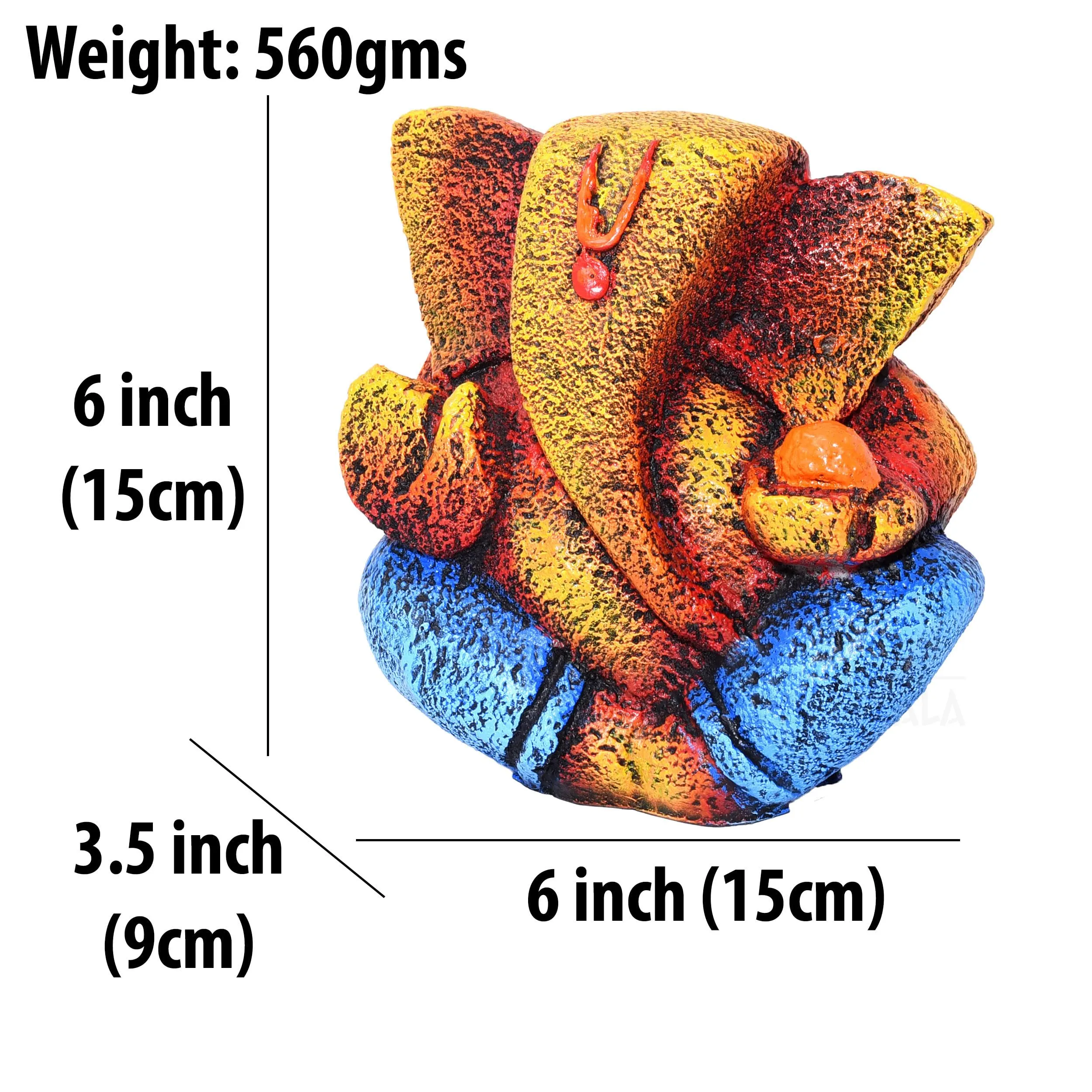 KRAFTSKALA Ganesha Idol Shree Gajanand Ganpati Murti 6 inch Vinayak Poly Fibre Resin Statue for Home Temple, Living Room Decor, Office Desk, Festival Gifts (Grey)