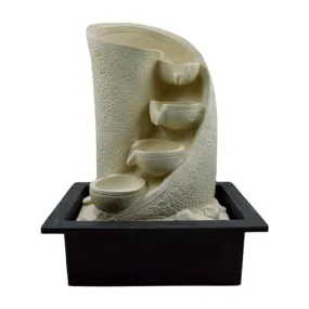 KRN Tranquil Serenity: Tabletop Water Fountain for Home - Ideal Decorative Gift for Any Occasion | Tabletop Fountain Indoor | Indoor Desk Fountain | Office Desk Fountain - Resin (Beige)