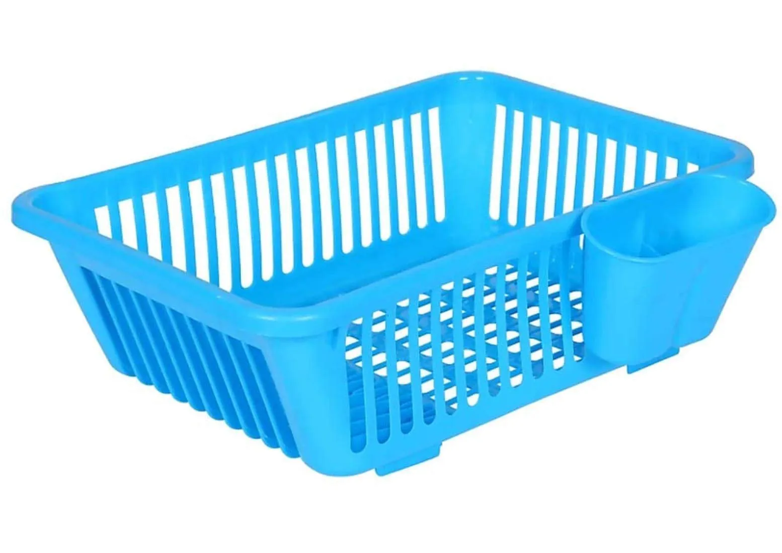 Kuber Industries 3 in 1 Large Durable Plastic Kitchen Sink Dish Rack Drainer Drying Rack Washing Basket with Tray for Kitchen, Dish Rack Organizers, Utensils Tools Cutlery (Blue)-KUBMARTK10733