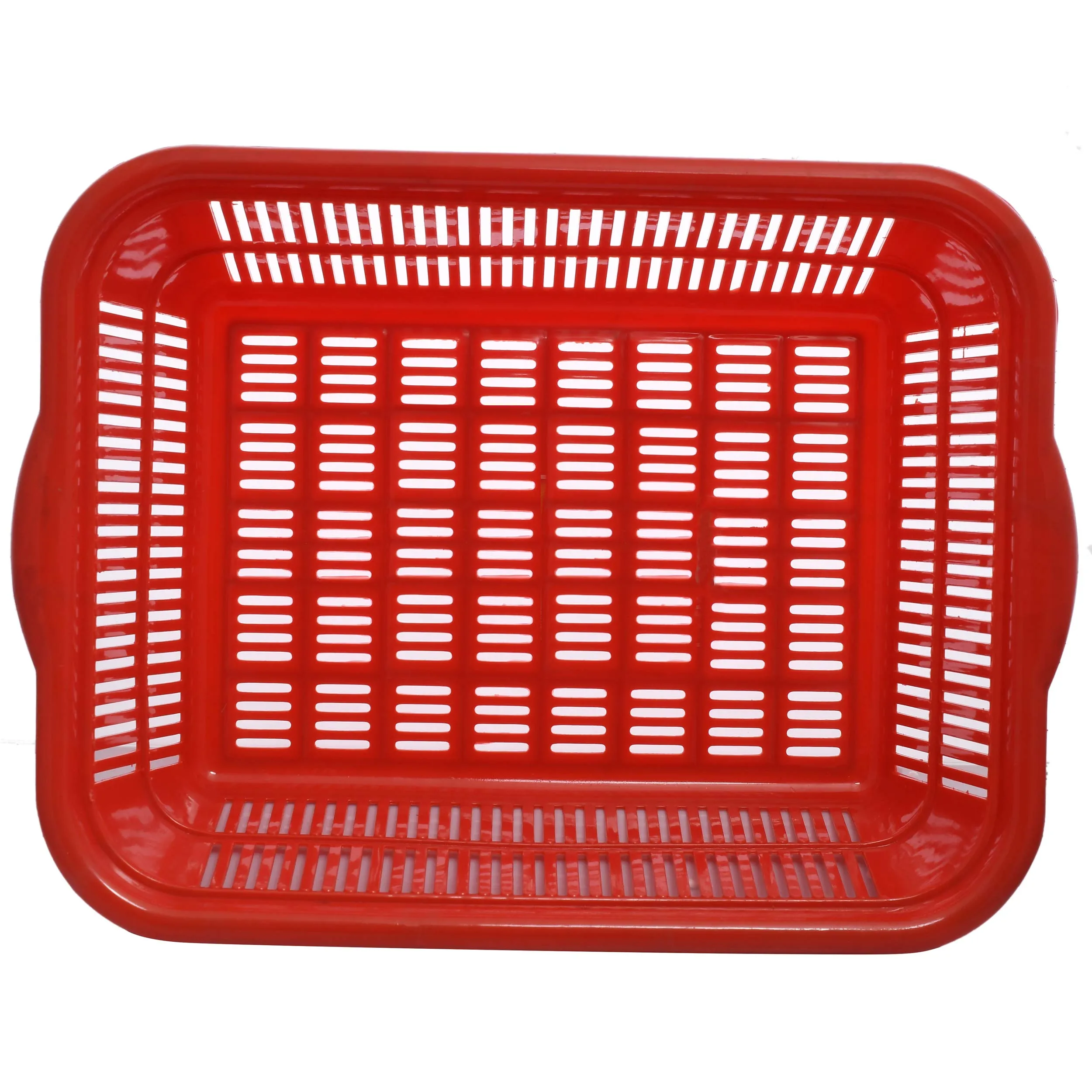 Kuber Industries Plastic 2 Pieces Kitchen Small & Medium Size Vegetables and Fruits Washing Basket Dish Rack Multipurpose Organizers (Red)-KUBERMART813