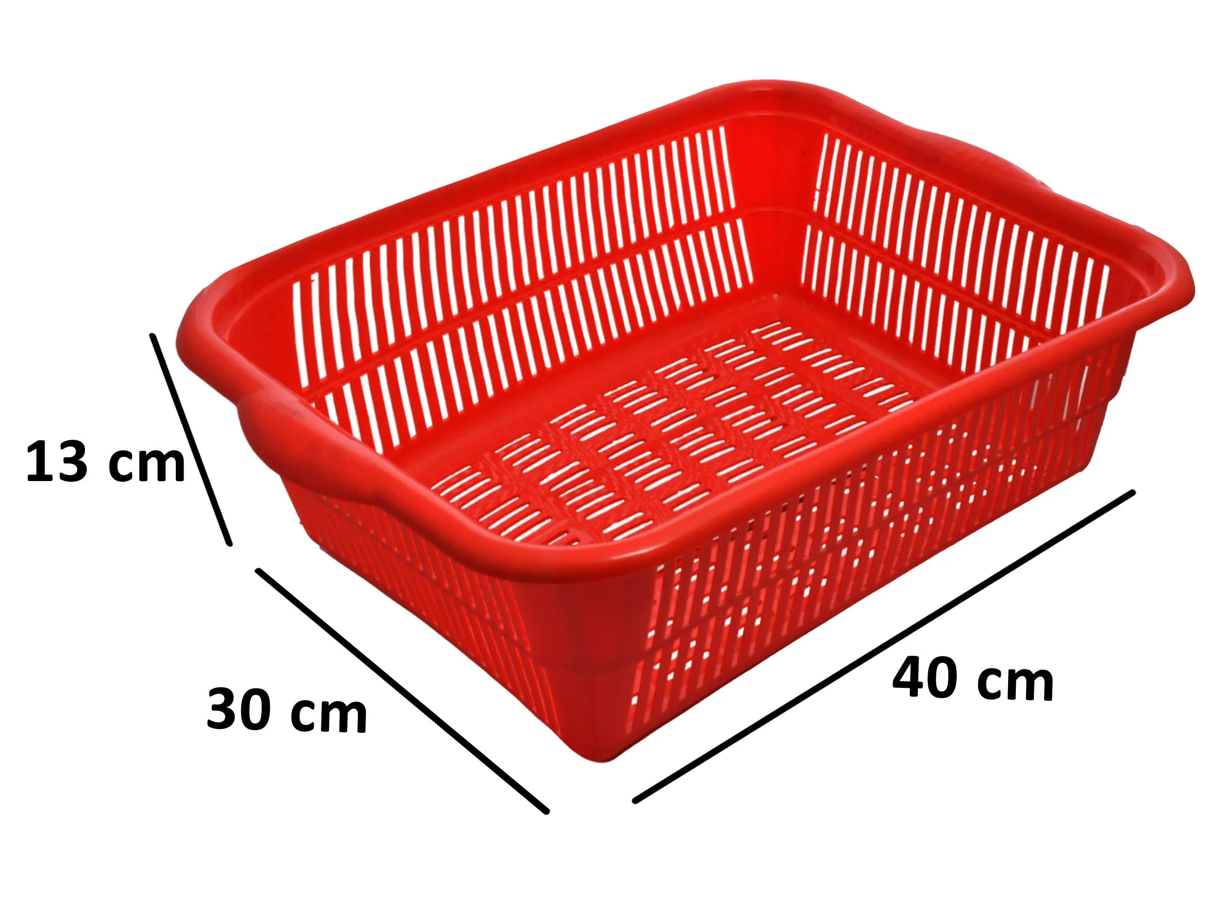 Kuber Industries Plastic 2 Pieces Kitchen Small & Medium Size Vegetables and Fruits Washing Basket Dish Rack Multipurpose Organizers (Red)-KUBERMART813