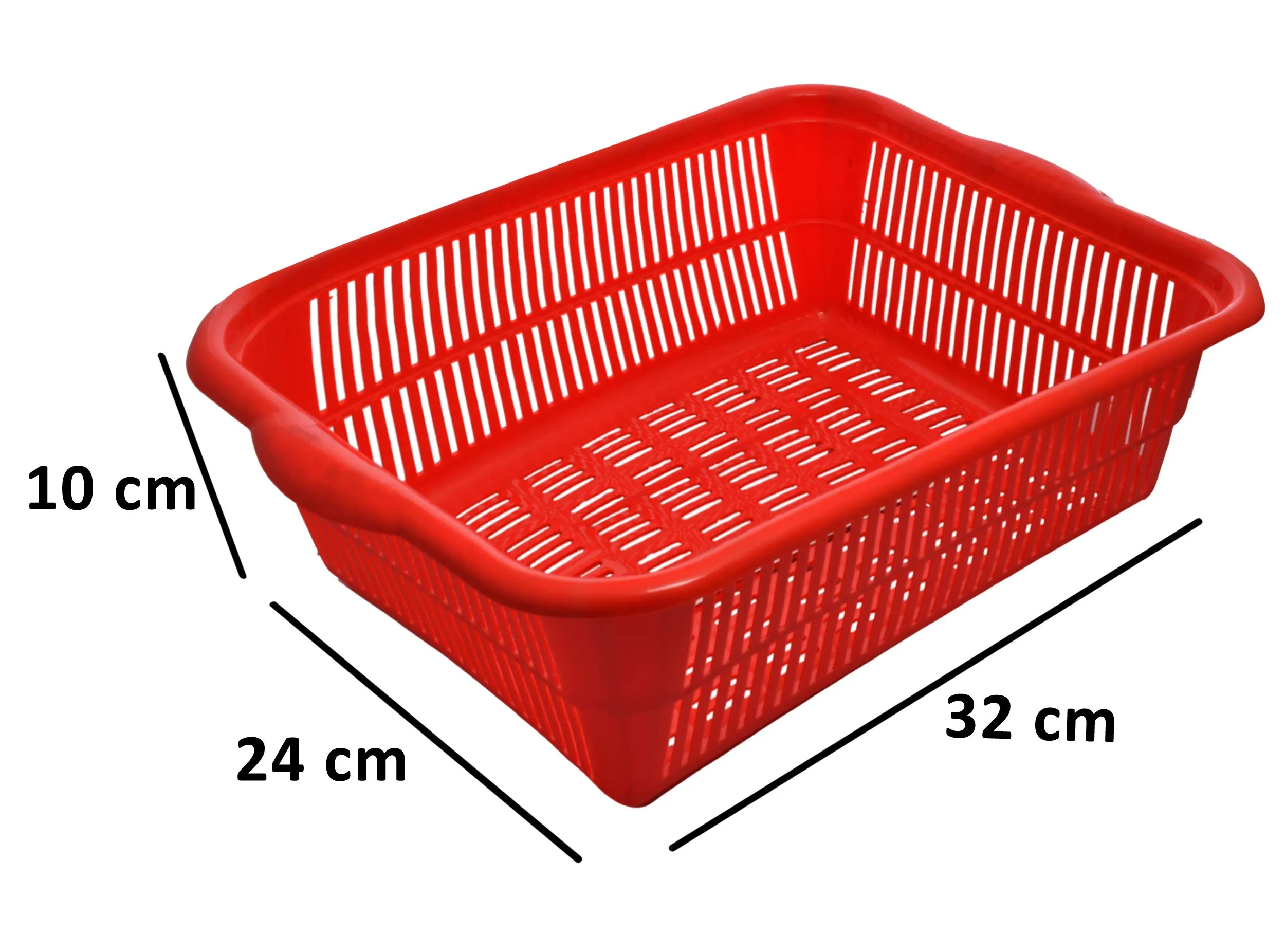 Kuber Industries Plastic 2 Pieces Kitchen Small & Medium Size Vegetables and Fruits Washing Basket Dish Rack Multipurpose Organizers (Red)-KUBERMART813