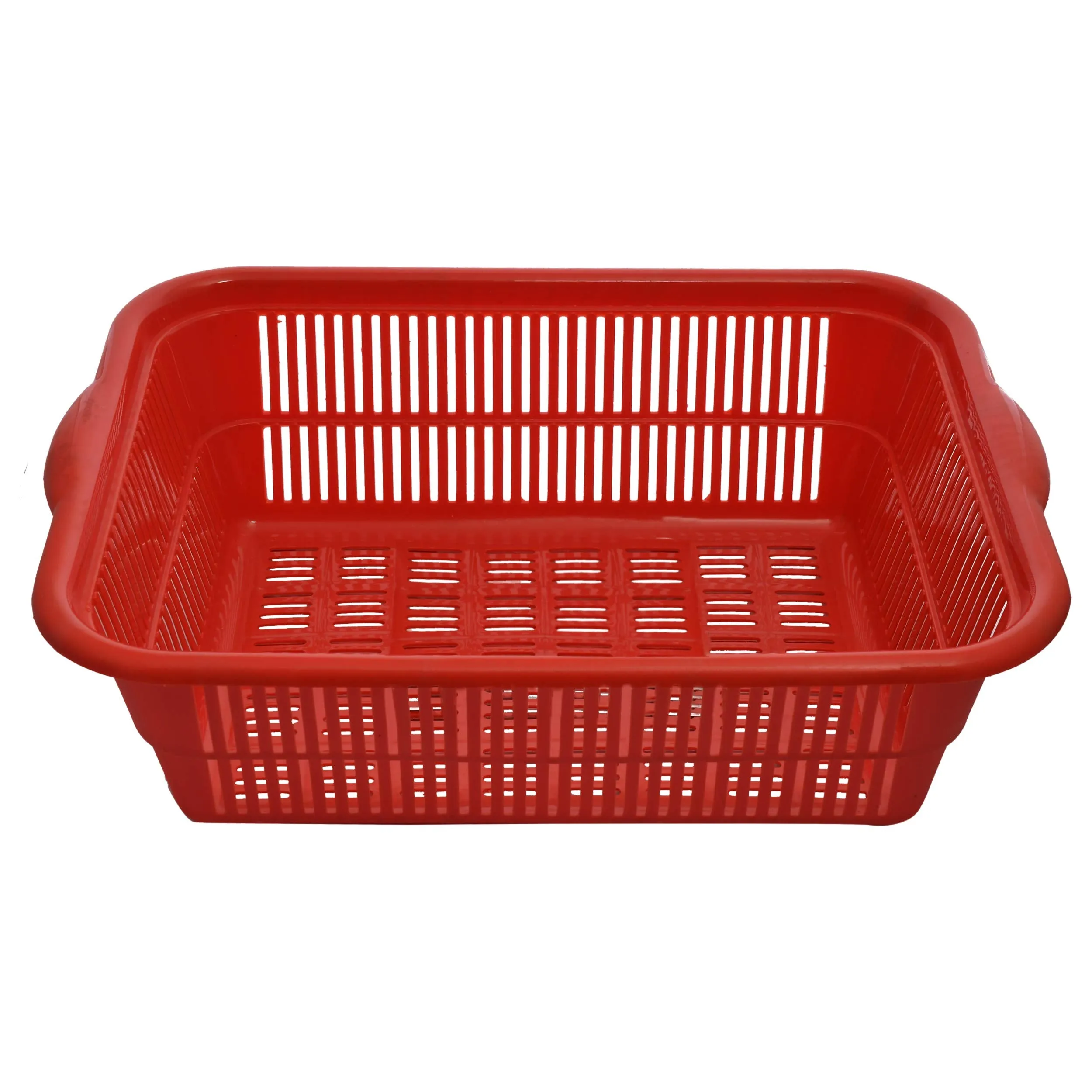 Kuber Industries Plastic 2 Pieces Kitchen Small & Medium Size Vegetables and Fruits Washing Basket Dish Rack Multipurpose Organizers (Red)-KUBERMART813