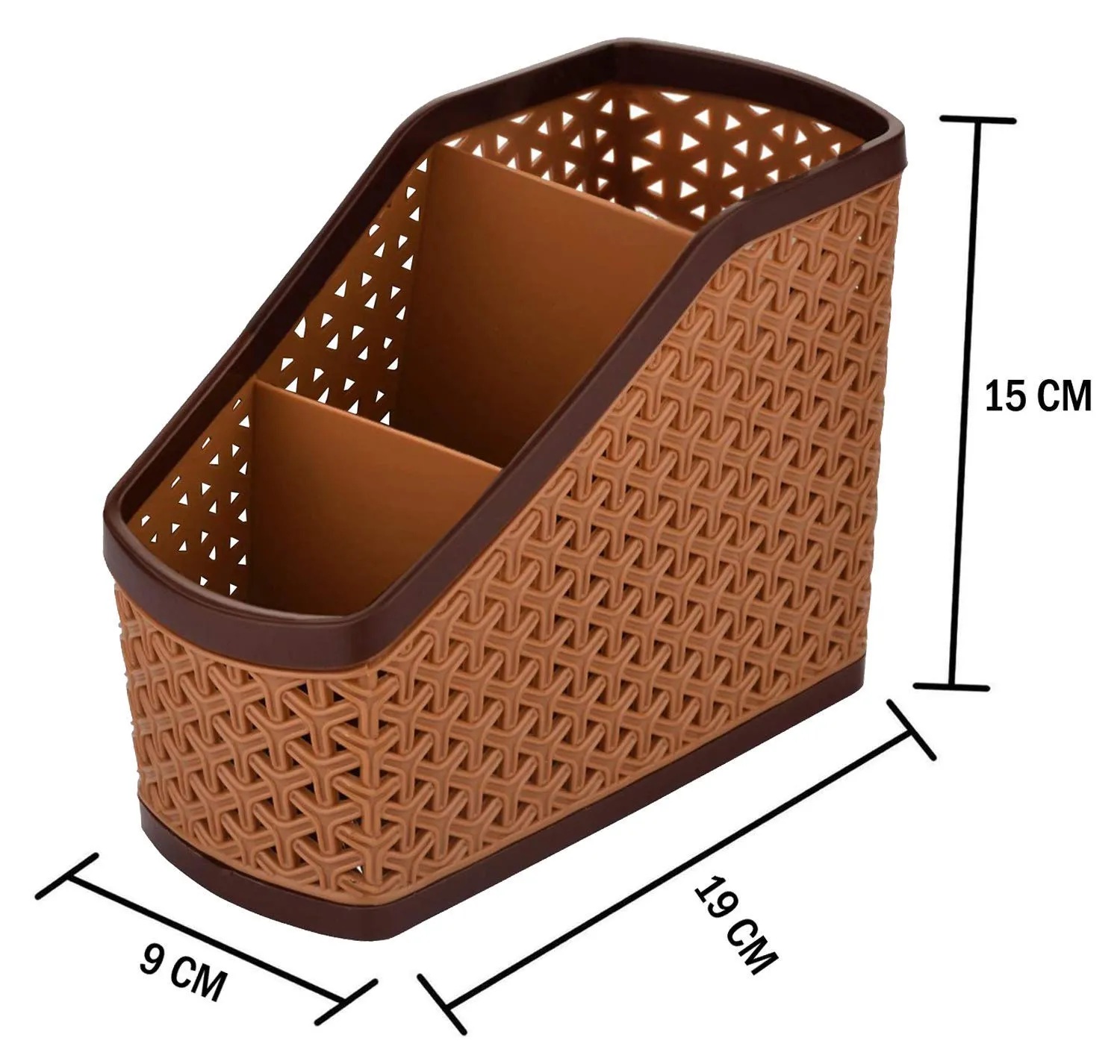 Kuber Industries Plastic Multi-Purpose Compact Desk Storage Organizer|Stationary Box|Pen Pencil Holder|Plastic Cosmetics|Make Up Organizer Container|Size 18 x 9 x 14 CM (Beige)-KUBMART3230