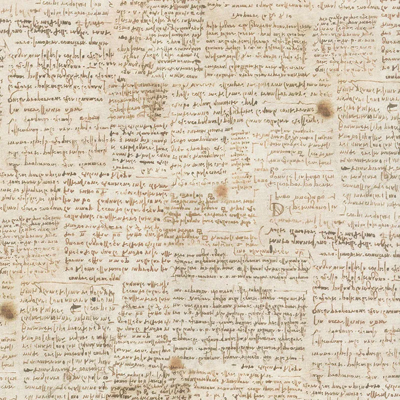 Leonardo Da Vinci - Writing Antique Digitally Printed Yardage