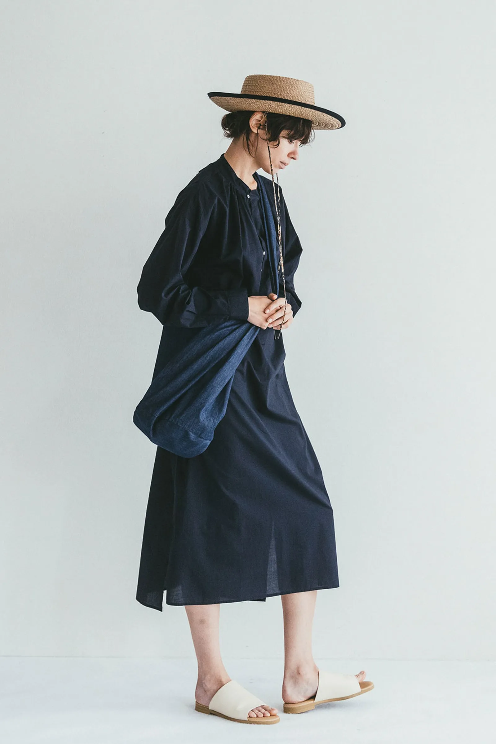 Lightweight Denim Bucket Tote Bag