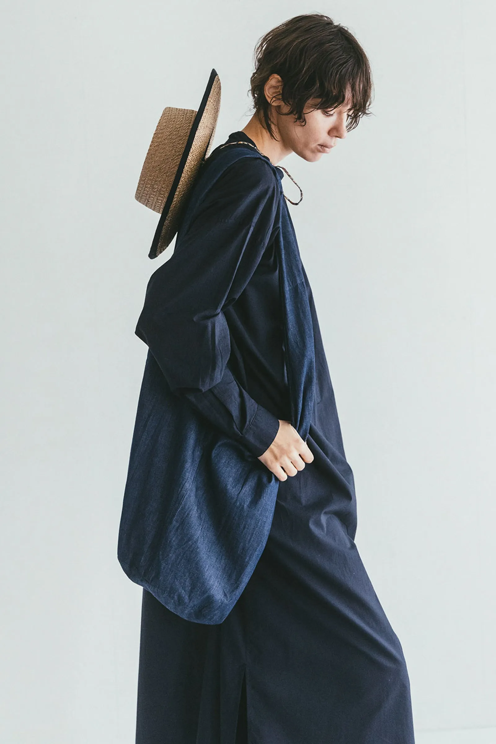 Lightweight Denim Bucket Tote Bag