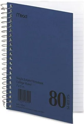 Mead Mid Tier Single Subject Notebook' College Rule' 5 X 7' White' 80 Sheets/Pad