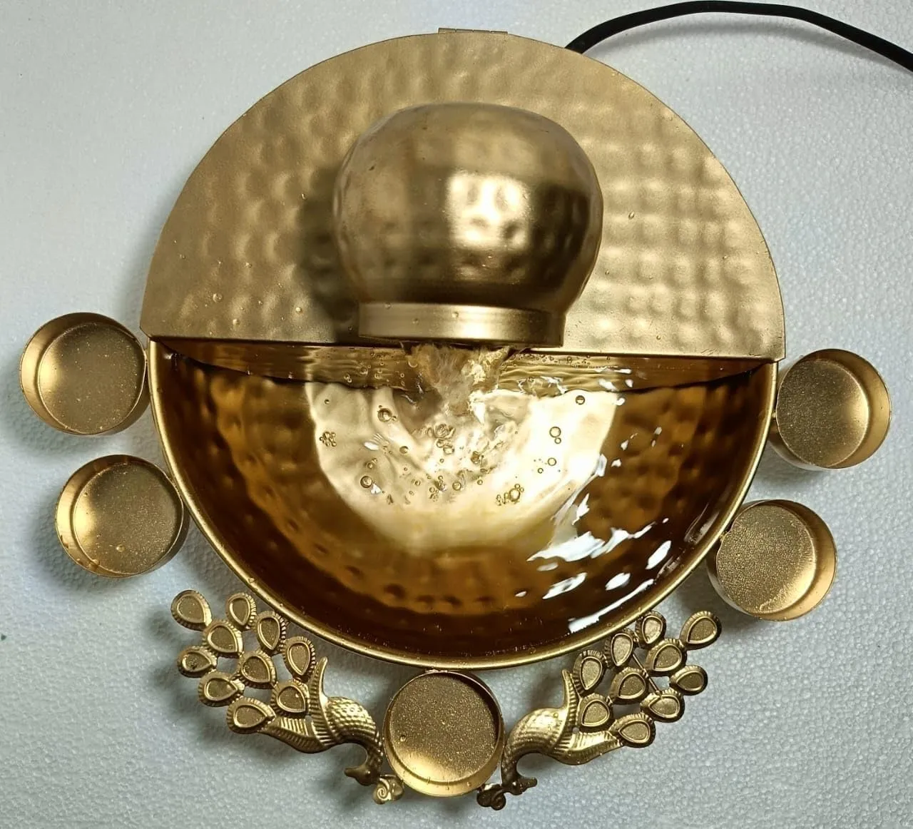 M.K Handicraft Decorative Water Fountain for Living Room, Bedroom, Dining Room, Kitchen, Bathroom, Home Decor (Gold Powdercoated)