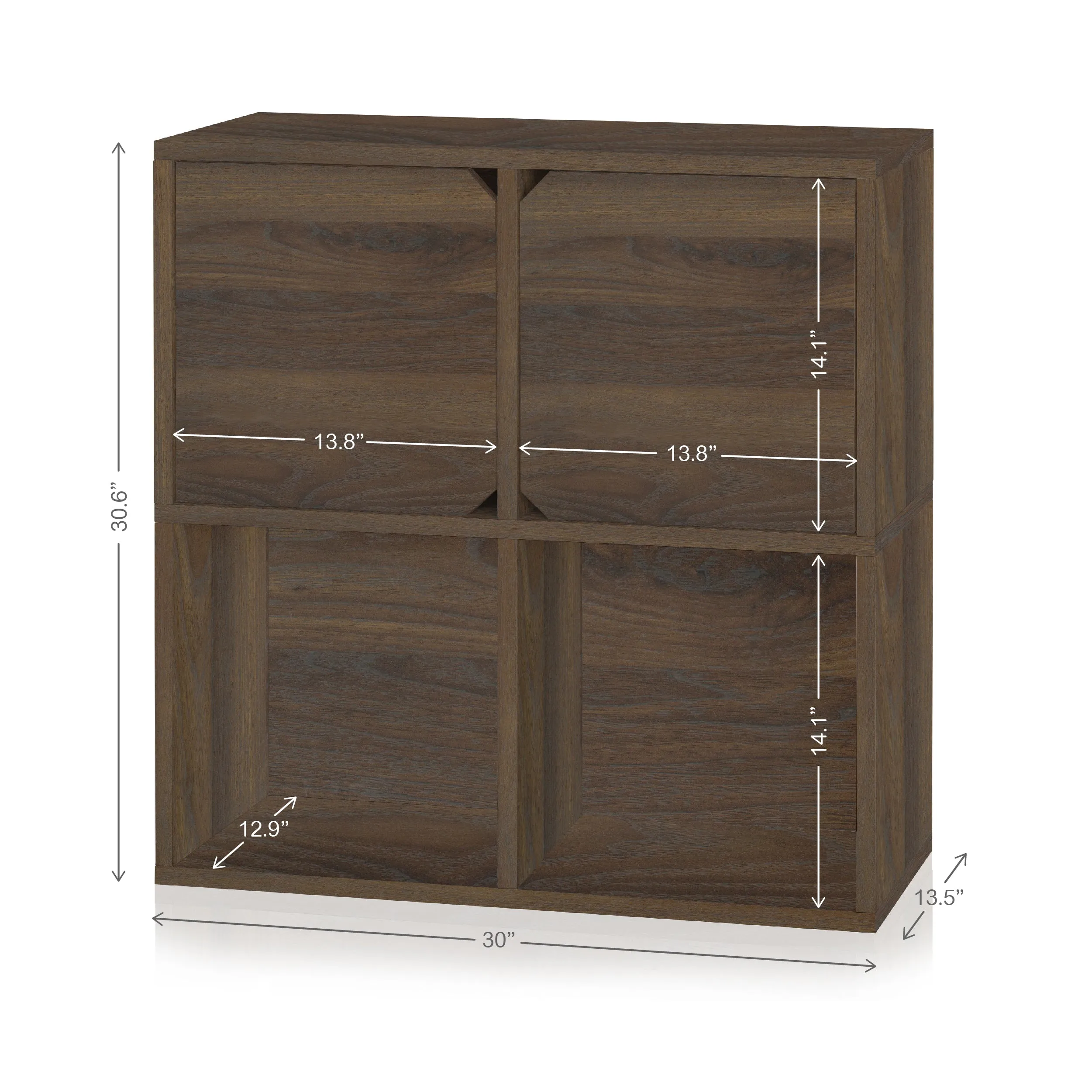 Modular Bookcase with Doors, Royal Walnut (5 units left!)
