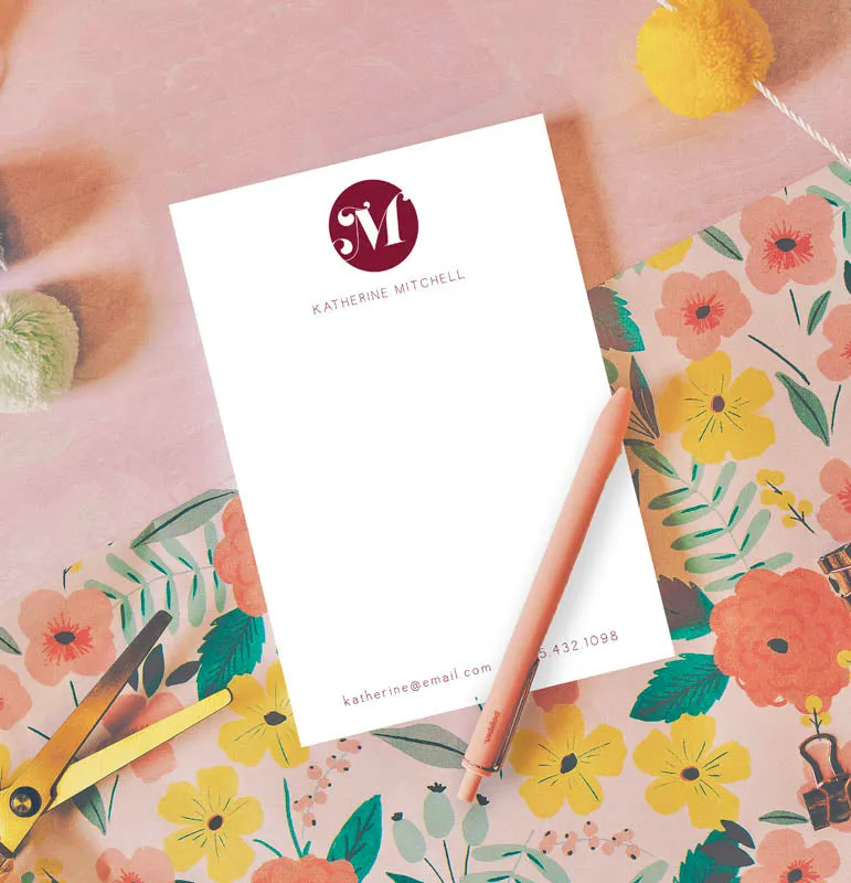 Monogram Swash Letter Notepad