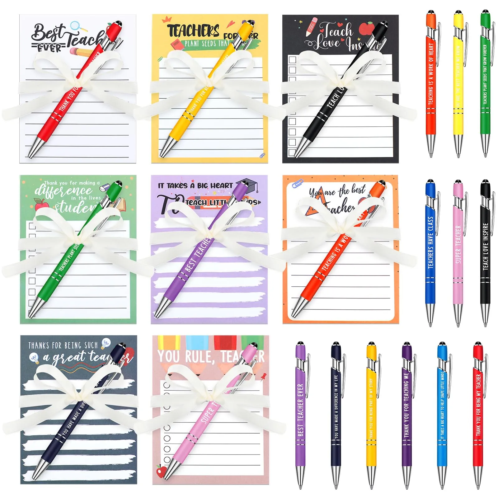 Motiskyy 48 Pcs Teacher Appreciation Gifts Notepads Pens Sticky Notes