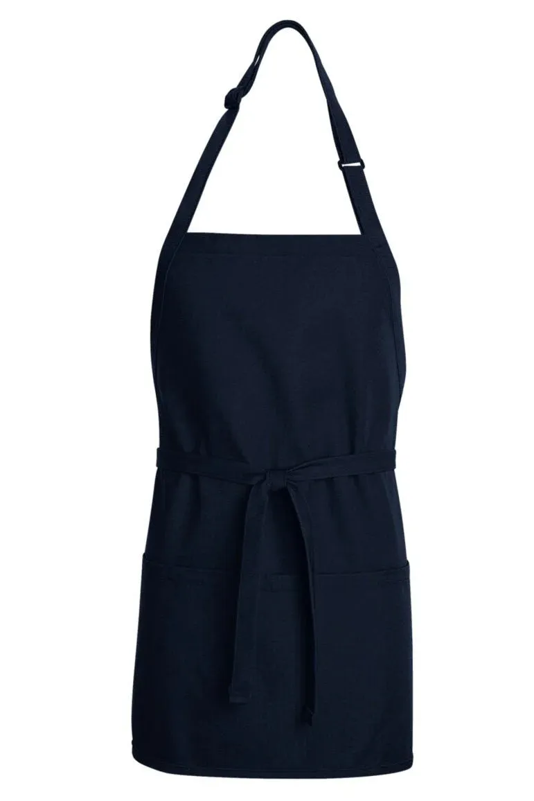 Navy Premium Short Bib Adjustable Apron (3 Pockets)