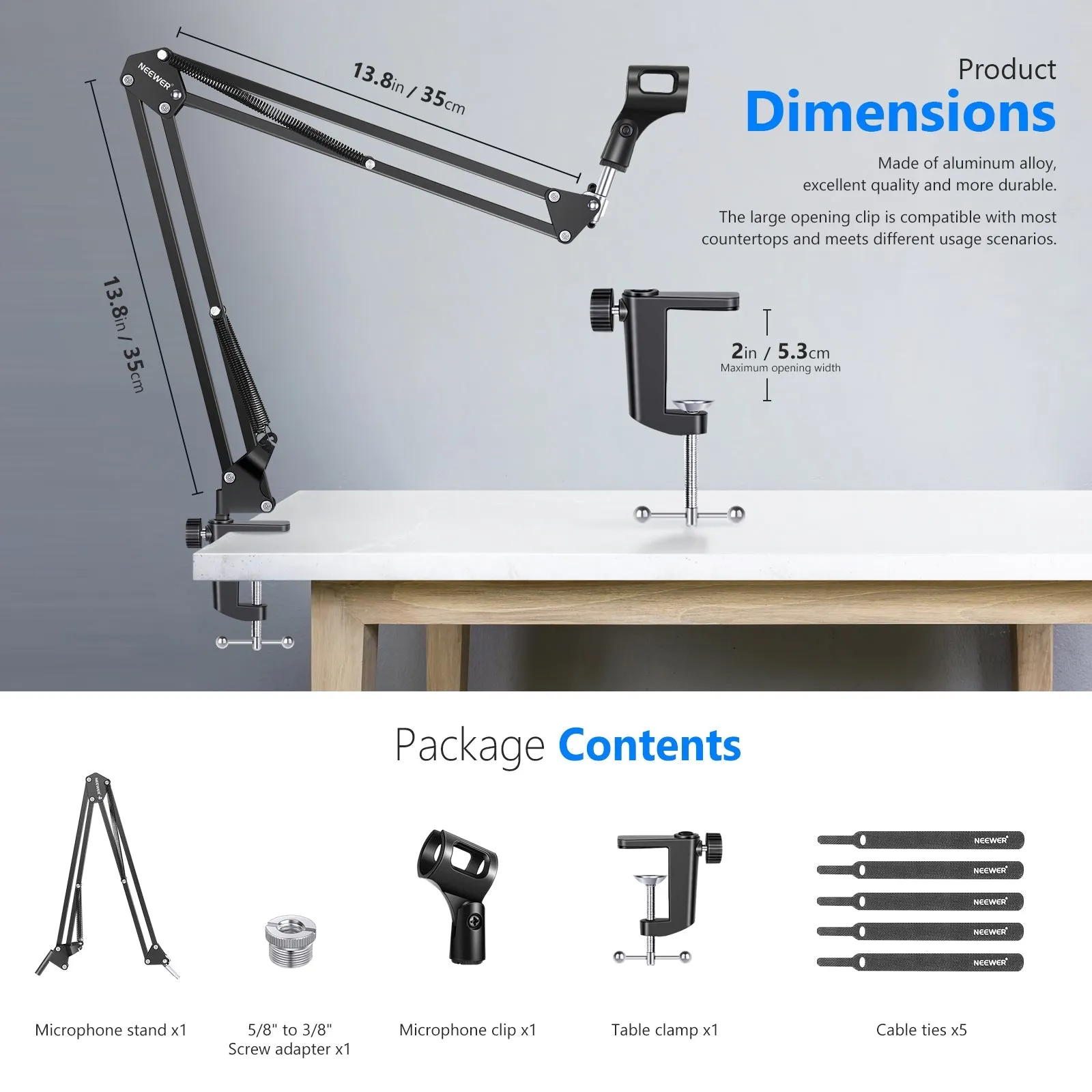 NEEWER NW-35 Microphone Stand Boom Suspension Scissor Stand