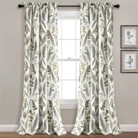 New - Set of 2 (84"x52") Devonia Allover Light Filtering Window Curtain Panels Yellow/Gray - Lush Décor