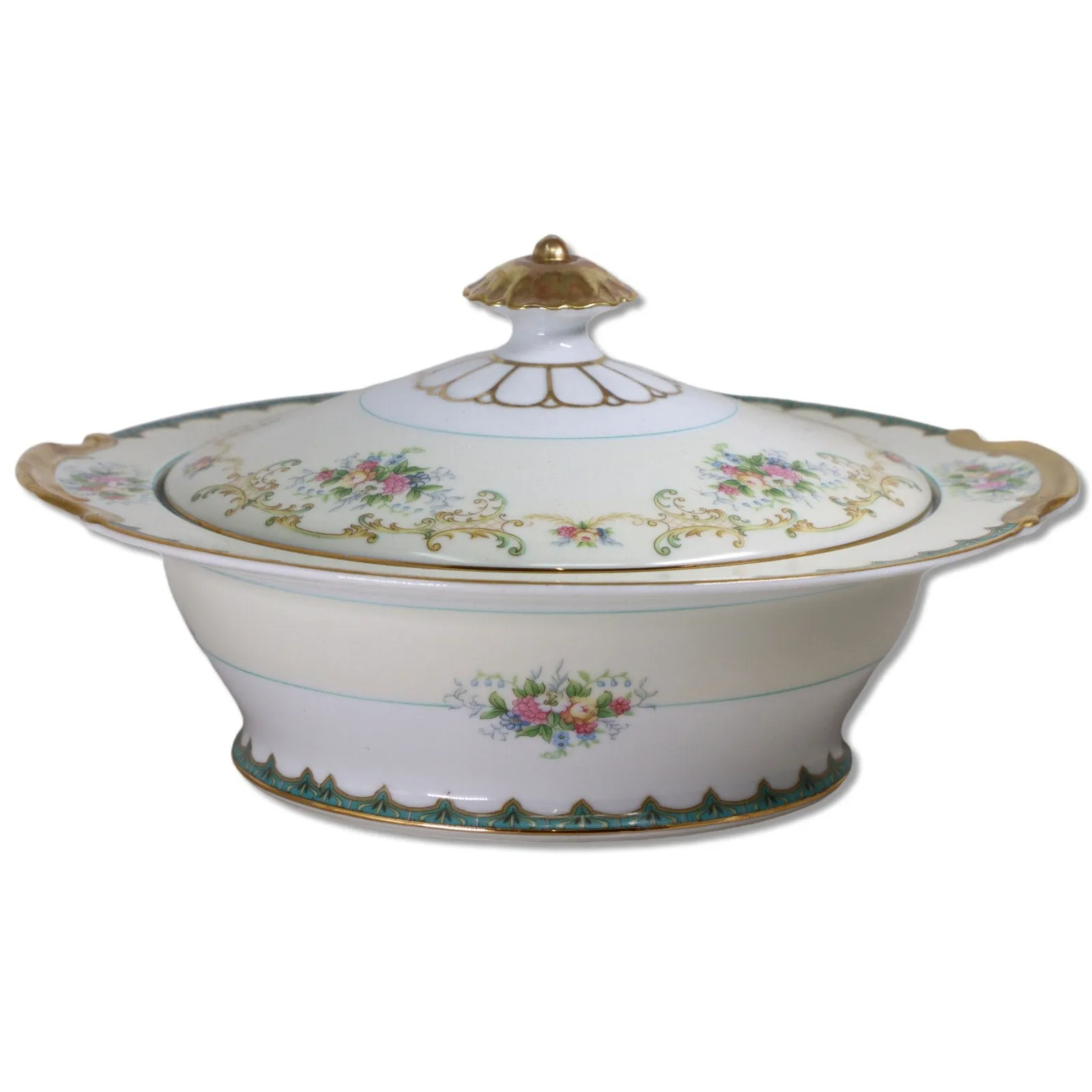 Noritake M Mark Melot Round Covered Serving Bowl  Japanese China Vintage 1930's