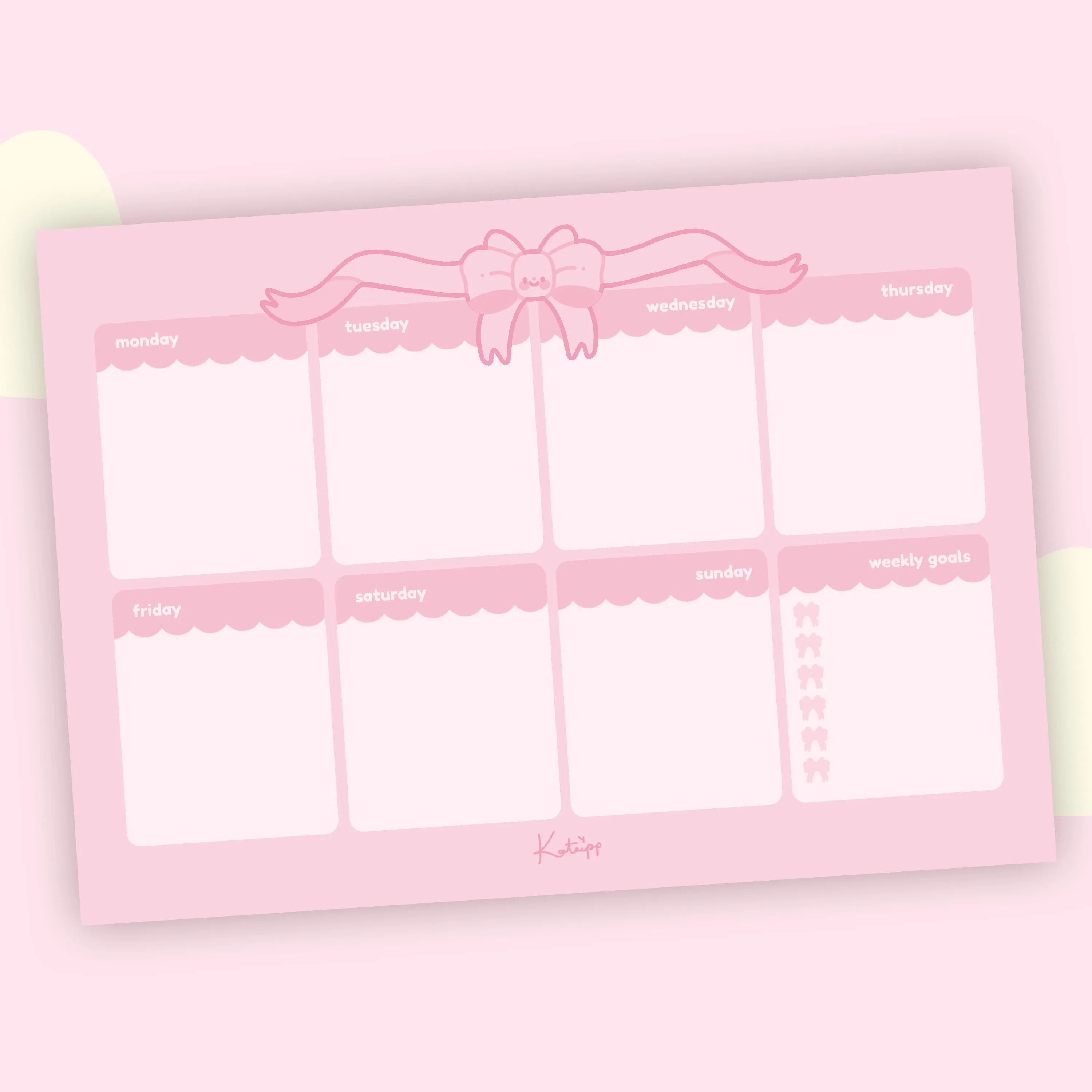 Pink Coquette Bow Stationery Bundle | Kawaii Notepads & Planner Set for Cute Organisation