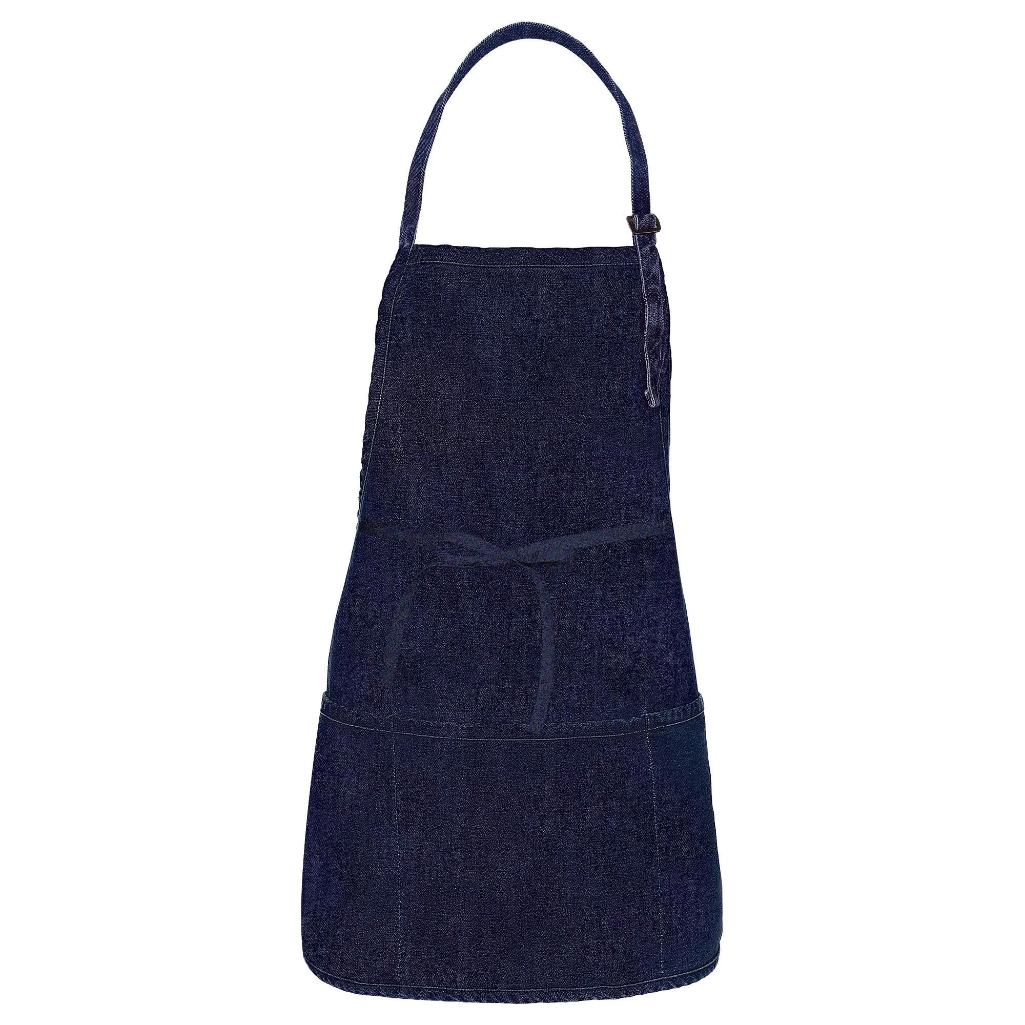 Pre-Washed Denim Bib Adjustable Apron (3 Pockets)