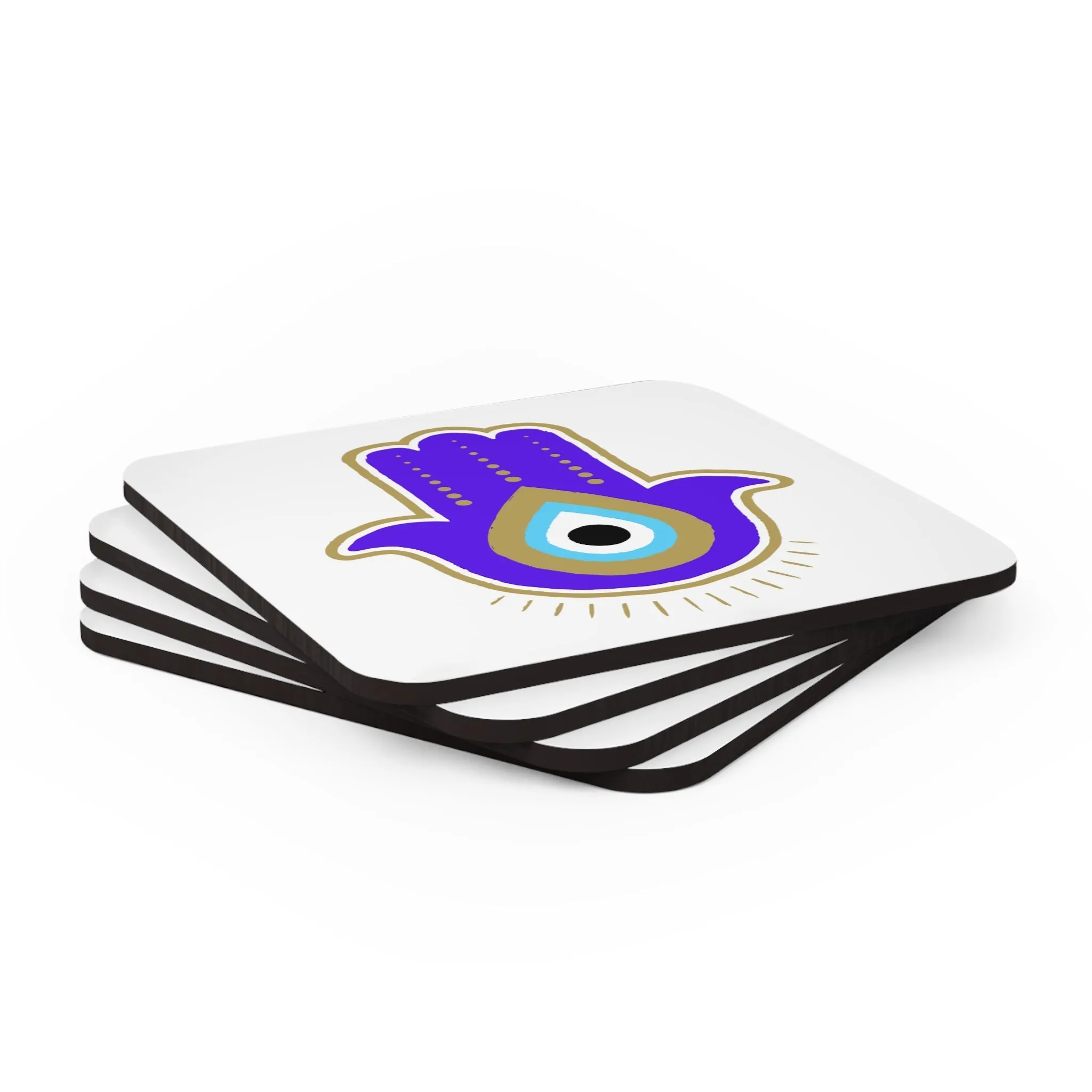 Purple Hamsa Coaster Set