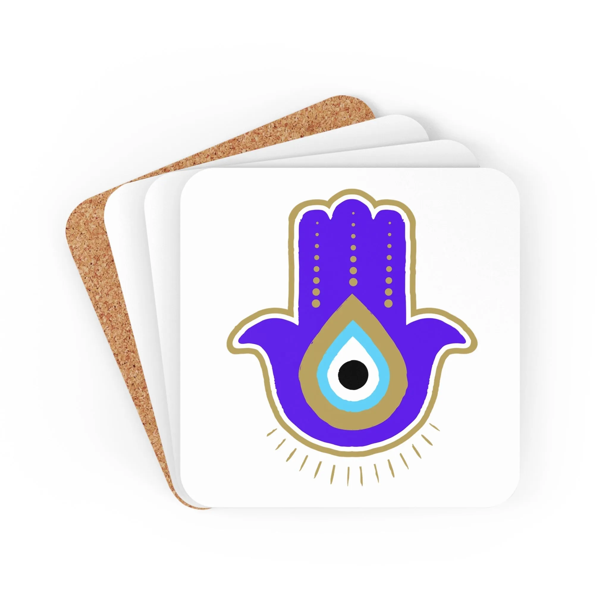Purple Hamsa Coaster Set