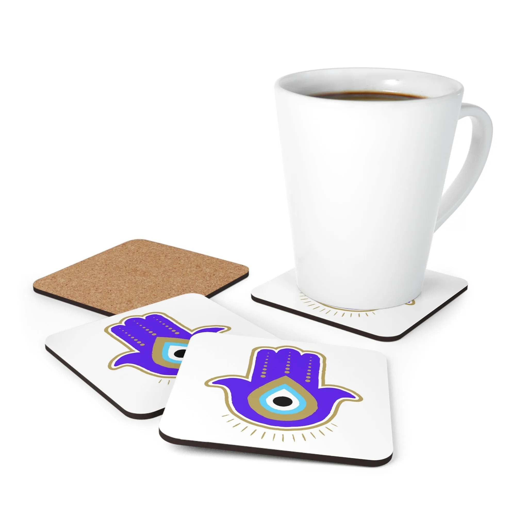 Purple Hamsa Coaster Set