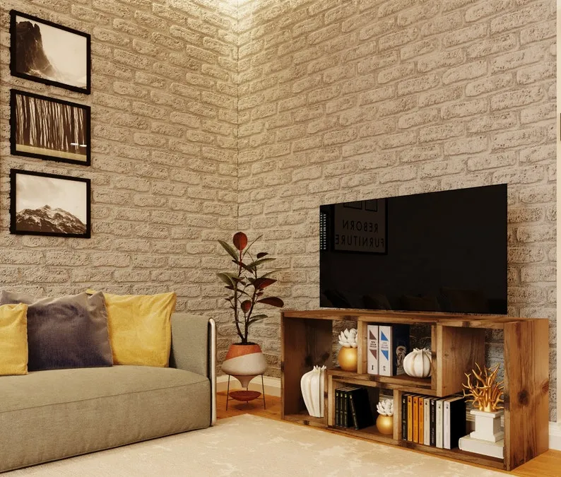 Reclaimed Wood TV/Media Unit with Connectors - Rustic Entertainment Center - Modular media unit