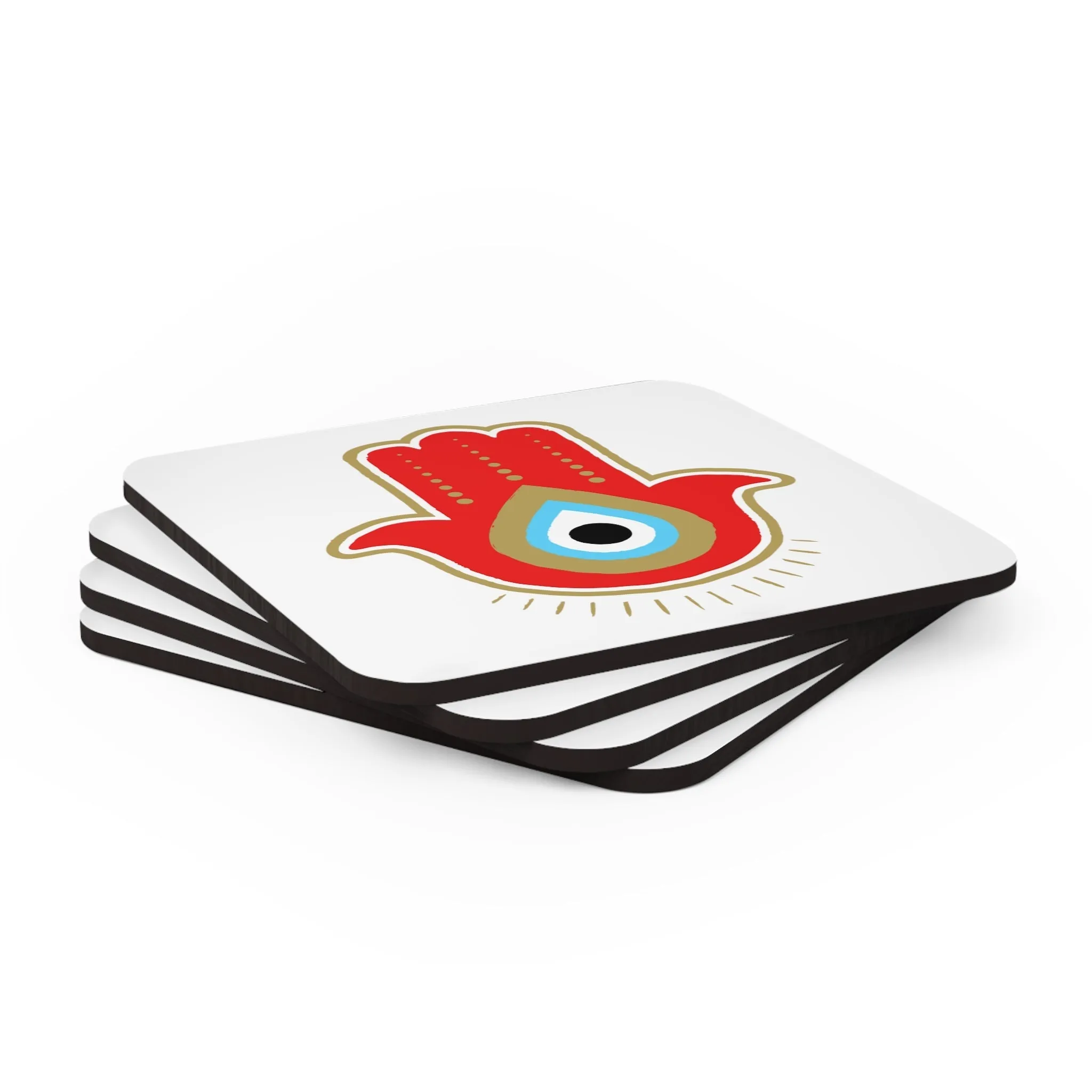 Red Hamsa Coaster Set