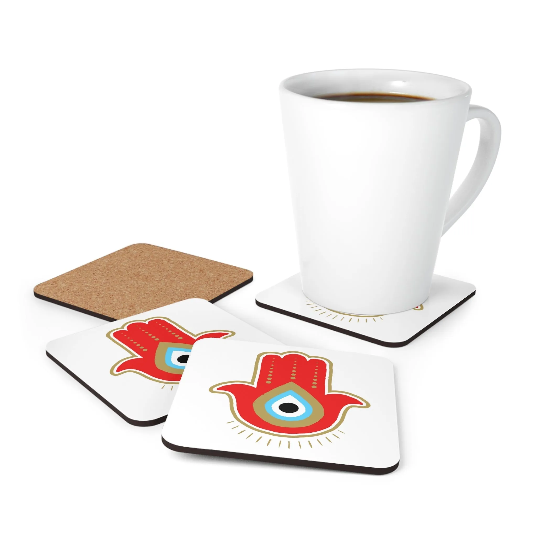 Red Hamsa Coaster Set