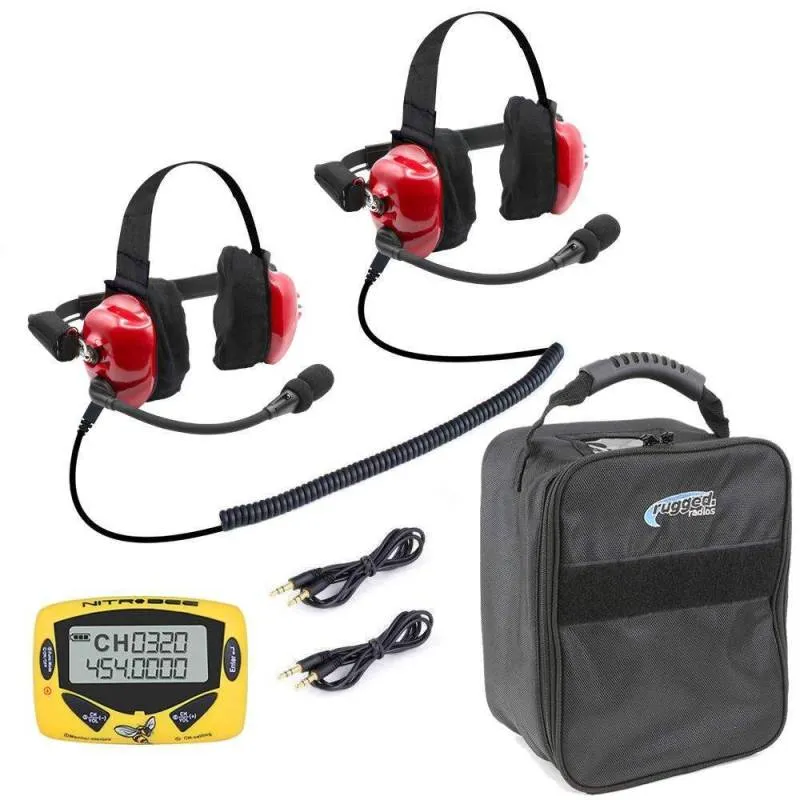 Rugged Radios H80 Track Talk Linkable Headset With Nitro Bee UHF Race Receiver