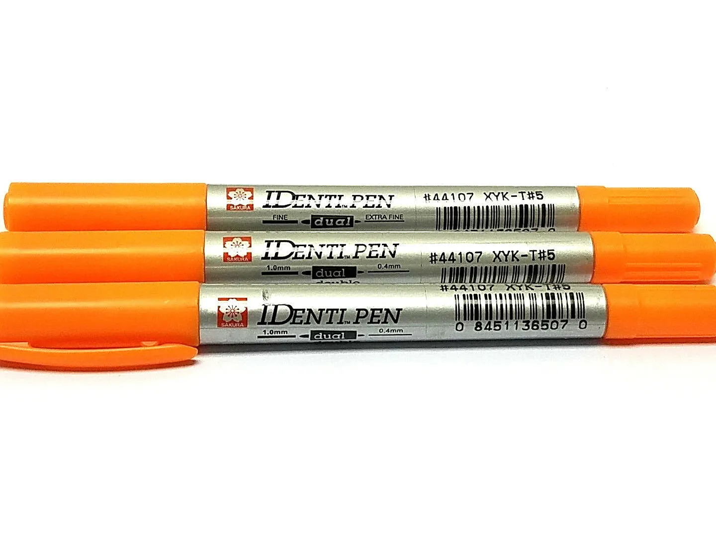 Sakura Identi-pen Permanent Ink, Orange Dual Point Pen 3 each New