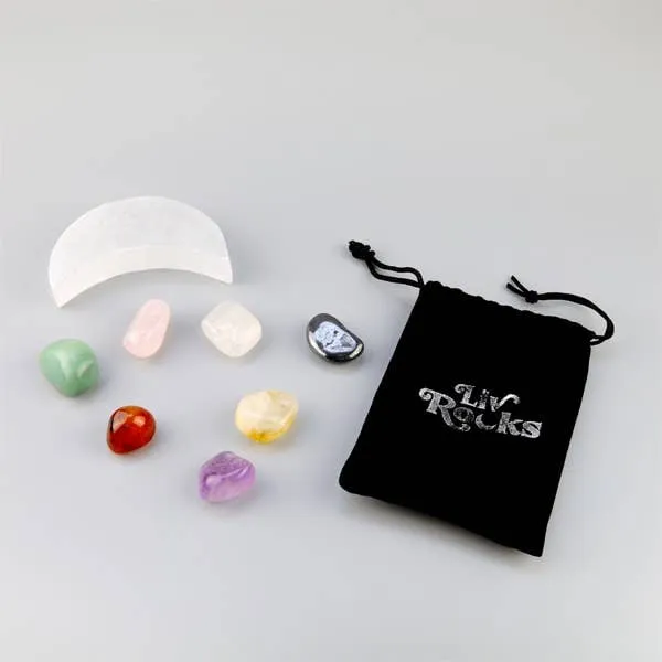 Selenite Moon   Chakra Stones Set | Gift Set