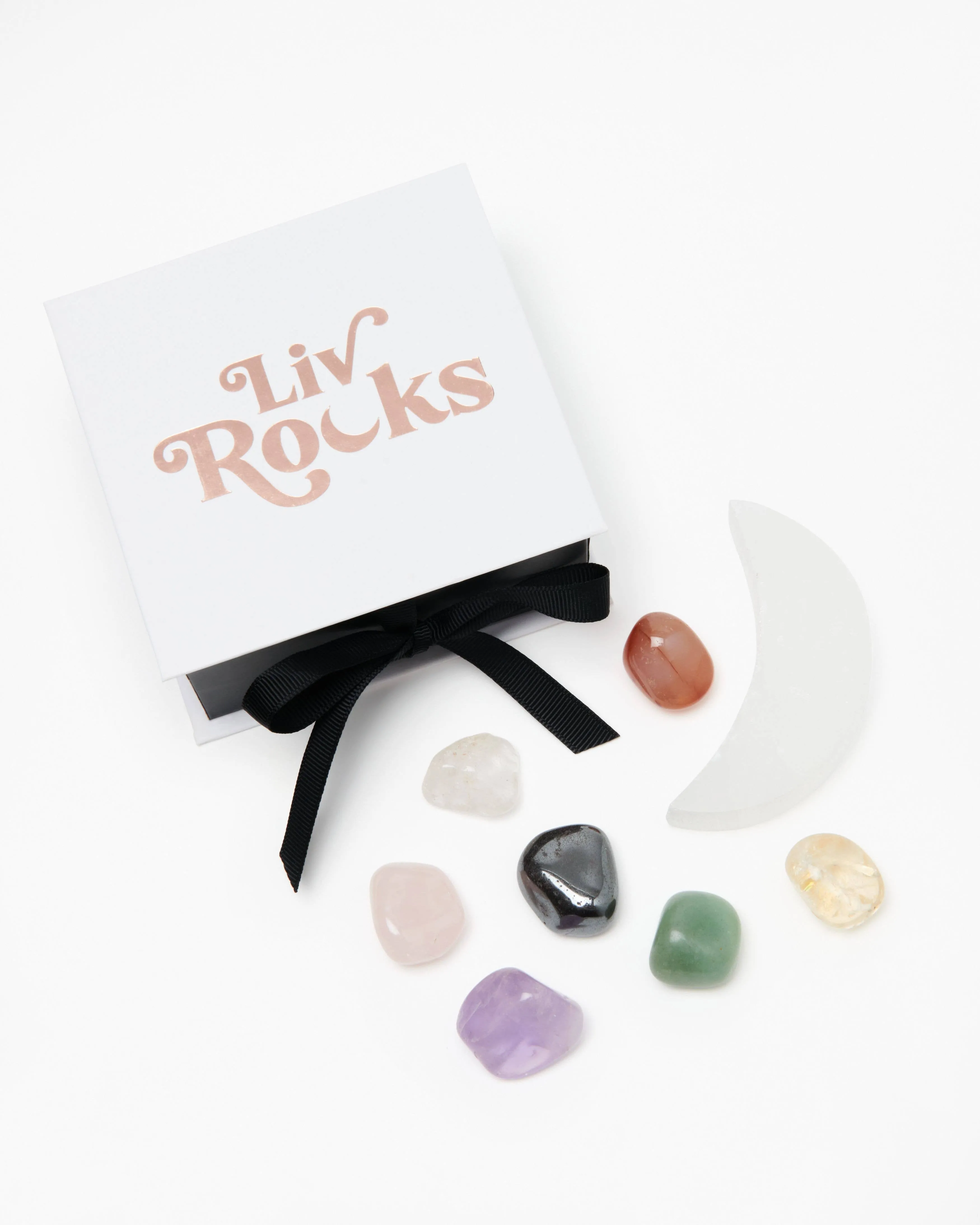 Selenite Moon   Chakra Stones Set | Gift Set