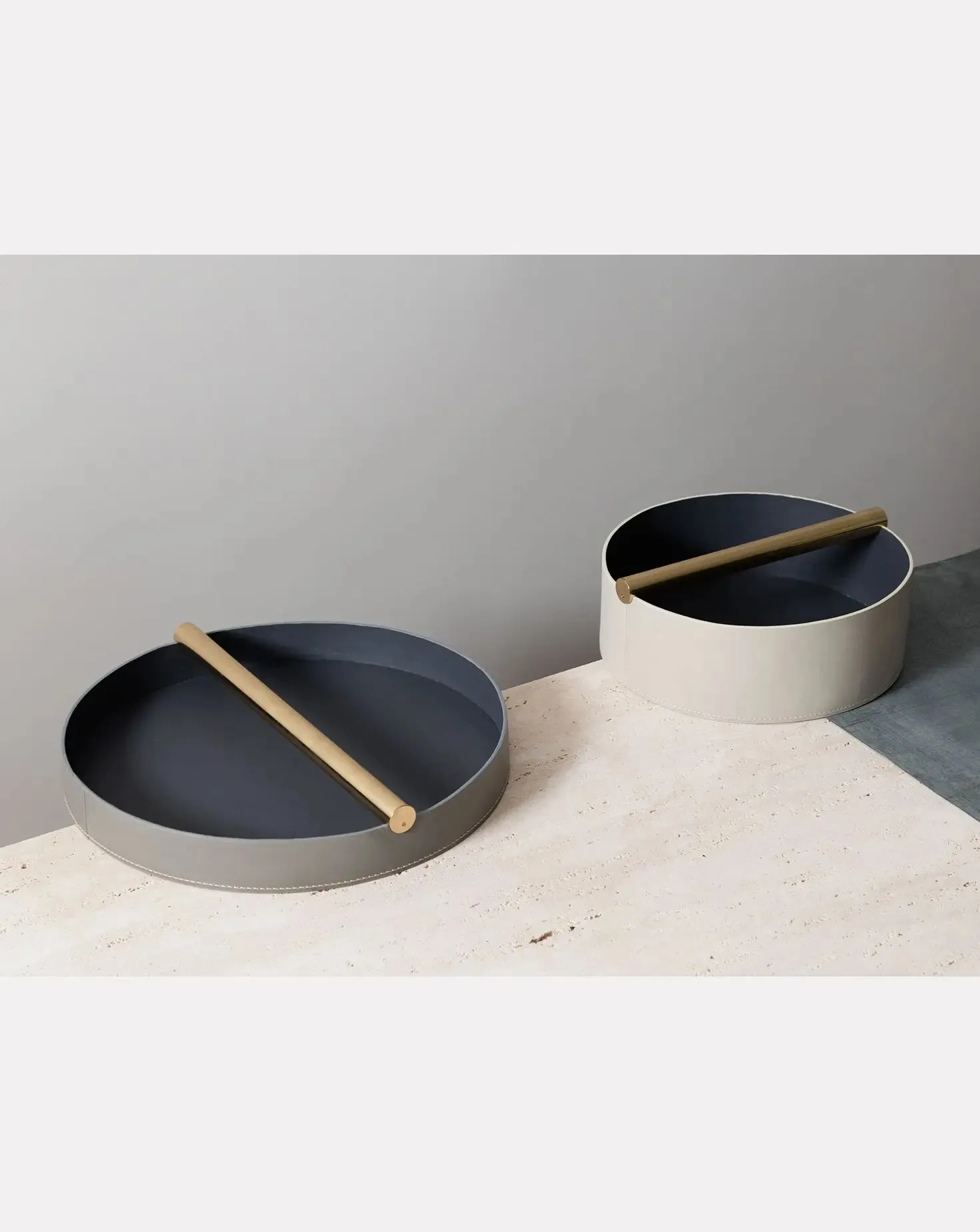 Set of 3 Julie Large Leather Centrepiece Trays