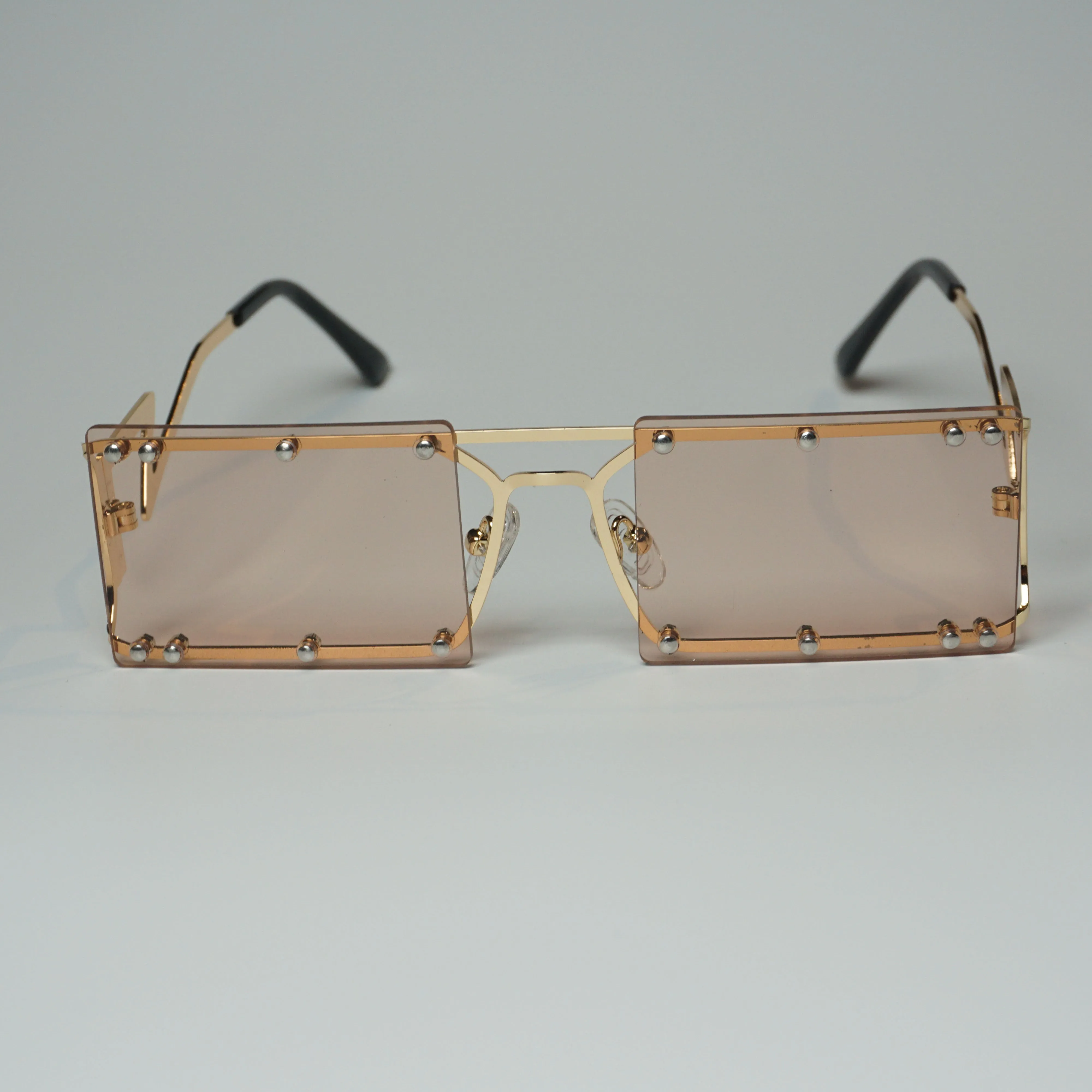 ShantelBoss Rimless Studded Rectangular Sunglasses