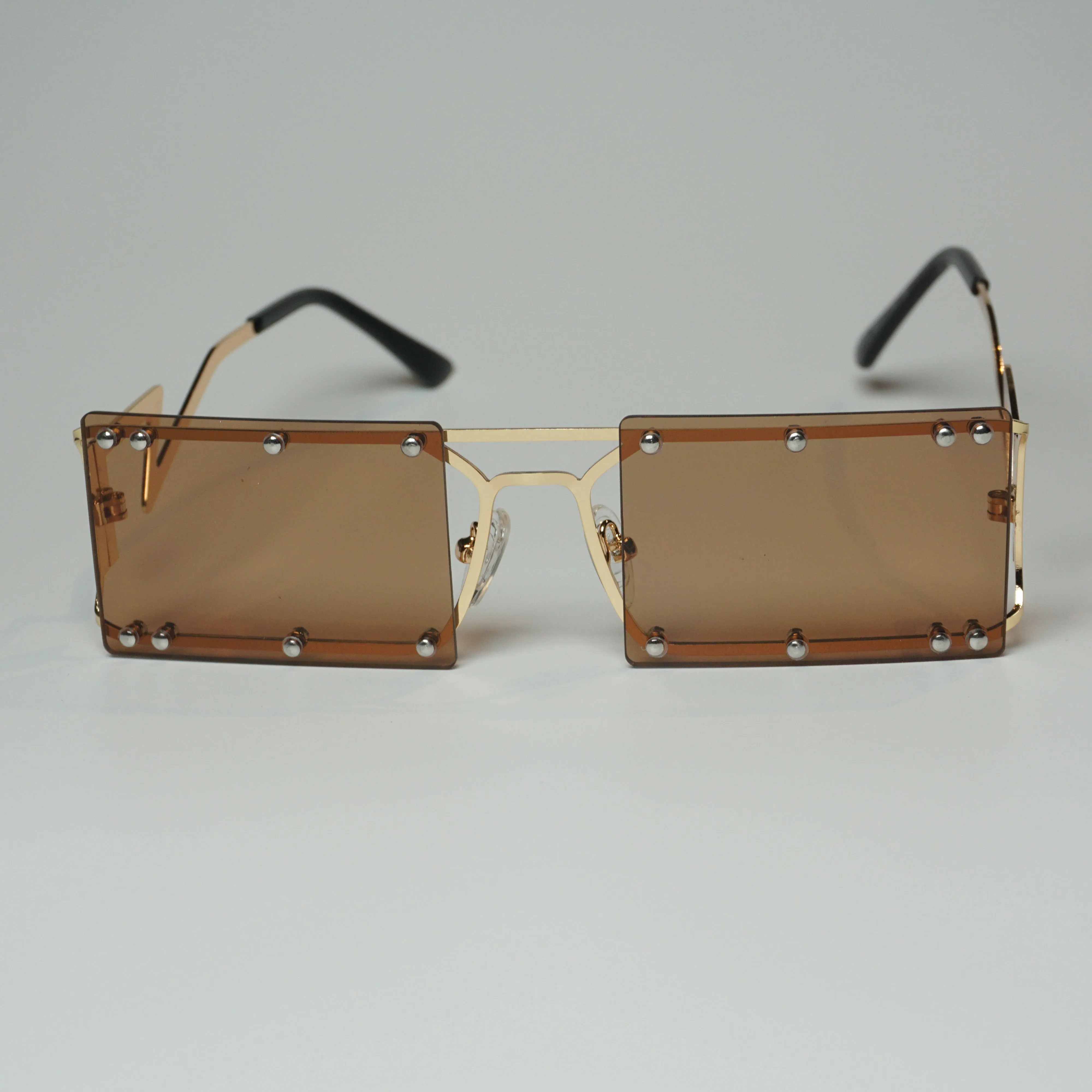ShantelBoss Rimless Studded Rectangular Sunglasses