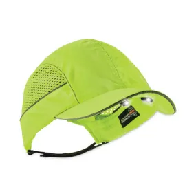 Skullerz 8960 Bump Cap With Led Lighting, Long Brim, Lime Green, Ships In 1-3 Business Days