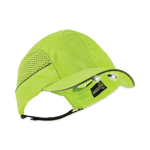 Skullerz 8960 Bump Cap With Led Lighting, Long Brim, Lime Green, Ships In 1-3 Business Days
